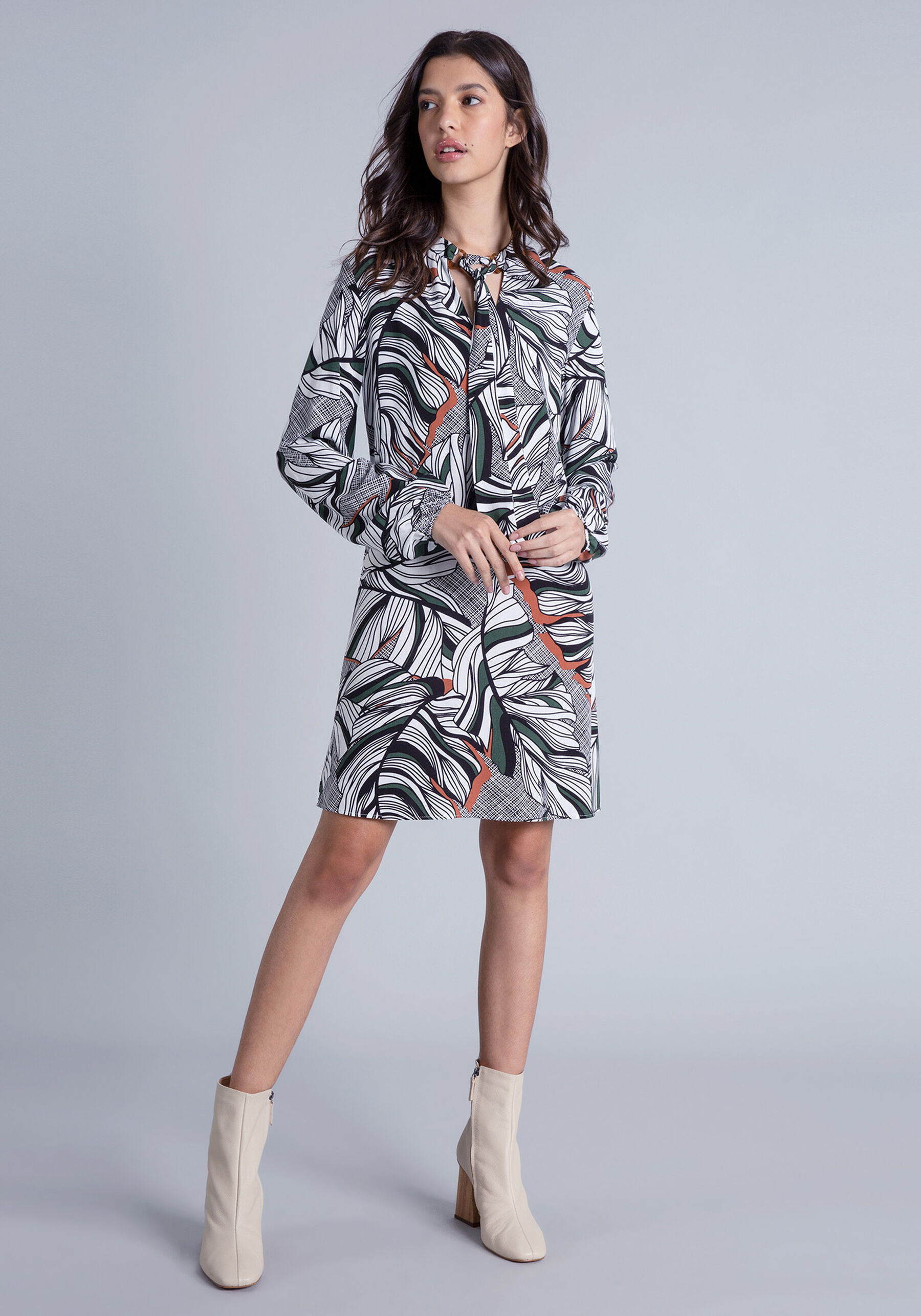 Vestido Manga Longa Estampa, . Vestido Manga Longa Estampa, , large.