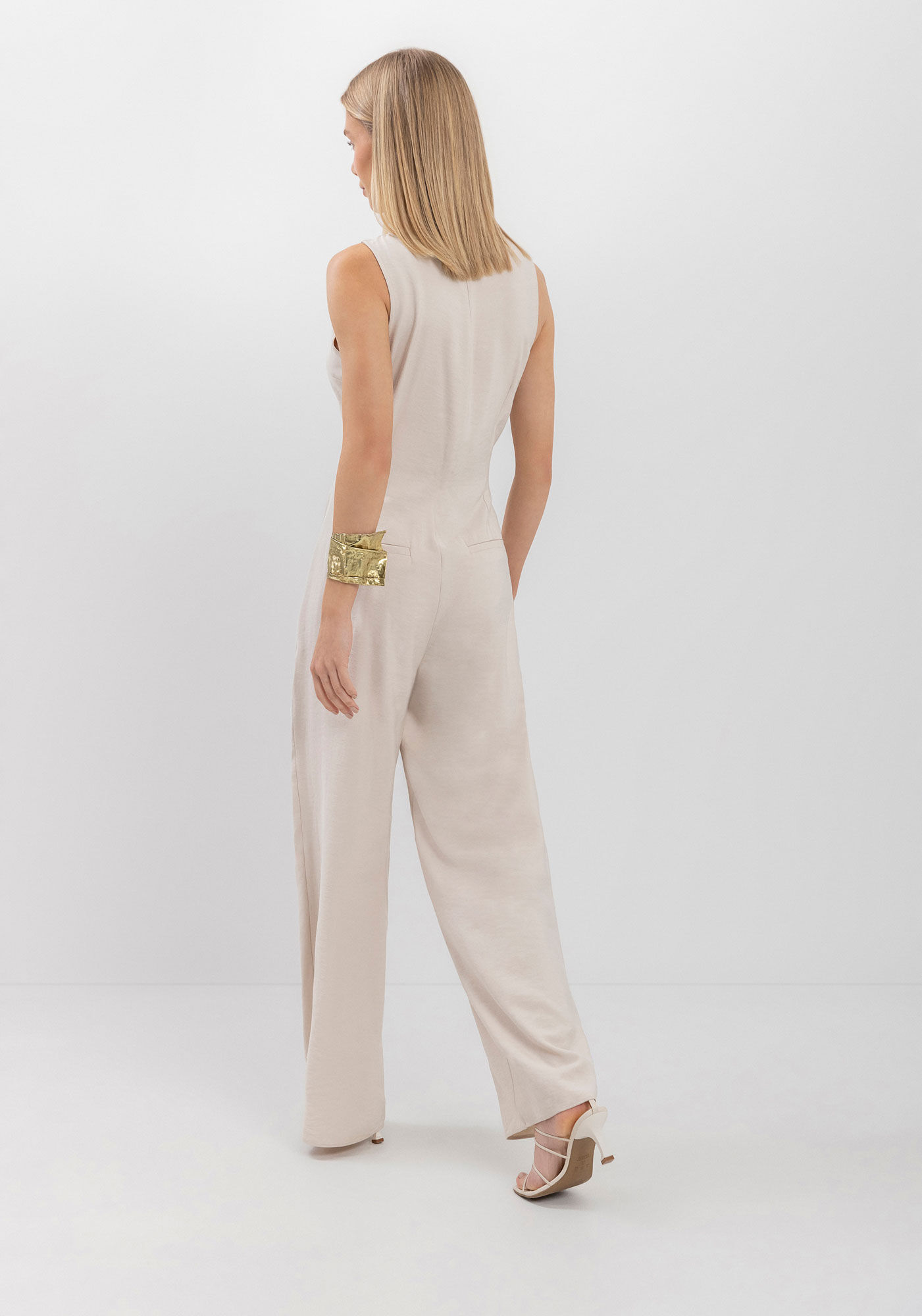 Macac&atilde;o Longo Sem Mangas Com Transpasse E Lapela, , large.