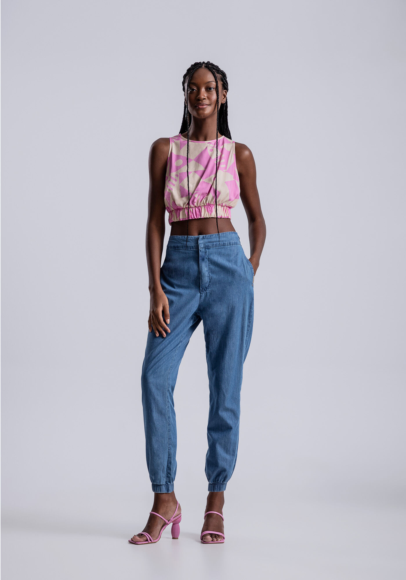 Blusa Cropped em Viscose com Recorte Costas, , large.