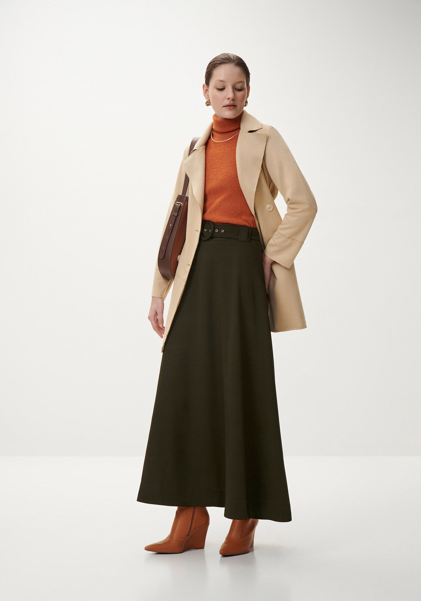 Sobretudo em Suede com Cinto, , large.