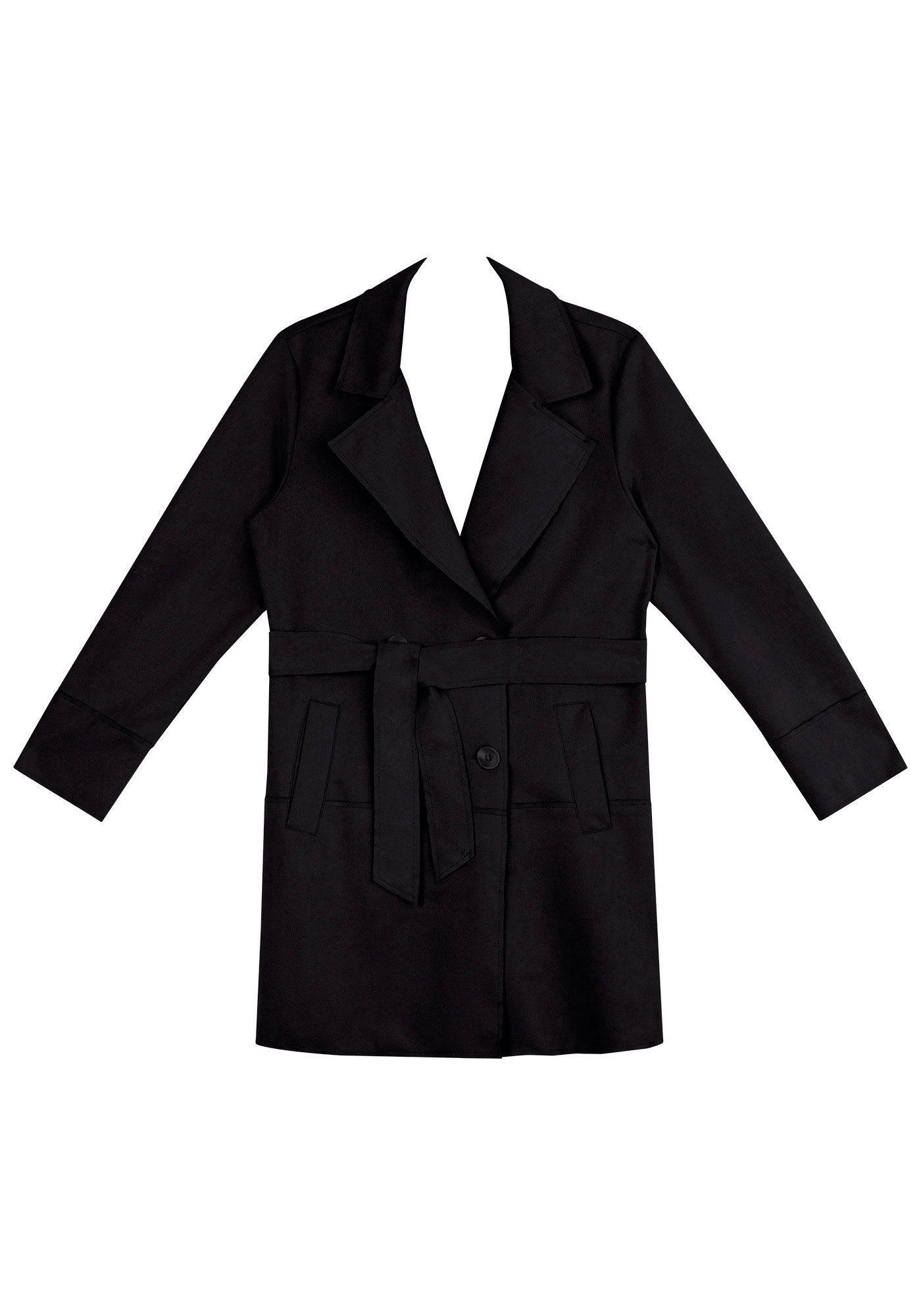 Sobretudo em Suede com Cinto, , large.