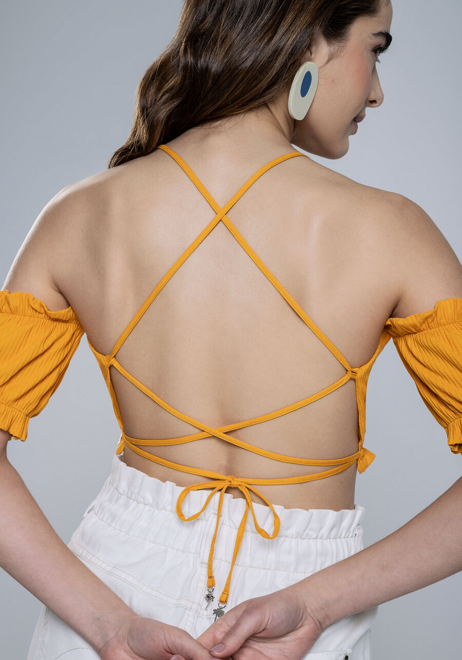 Blusa Cropped em Malha Canelada com Babados, . Blusa Cropped em Malha Canelada com Babados, , large.