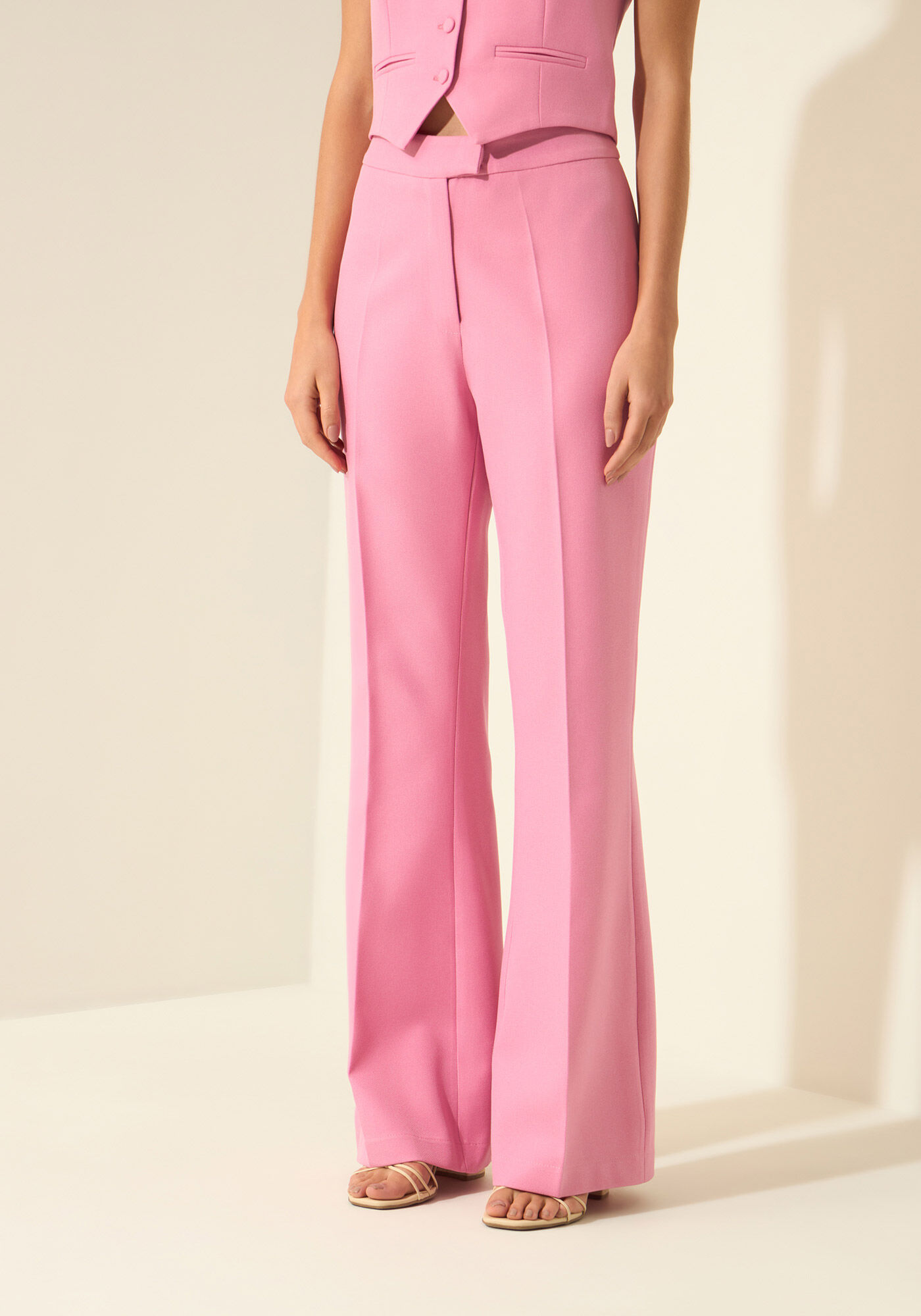 Cal&ccedil;a Reta Com Cintura M&eacute;dia Em Alfaiataria, ROSA AGATE, large.