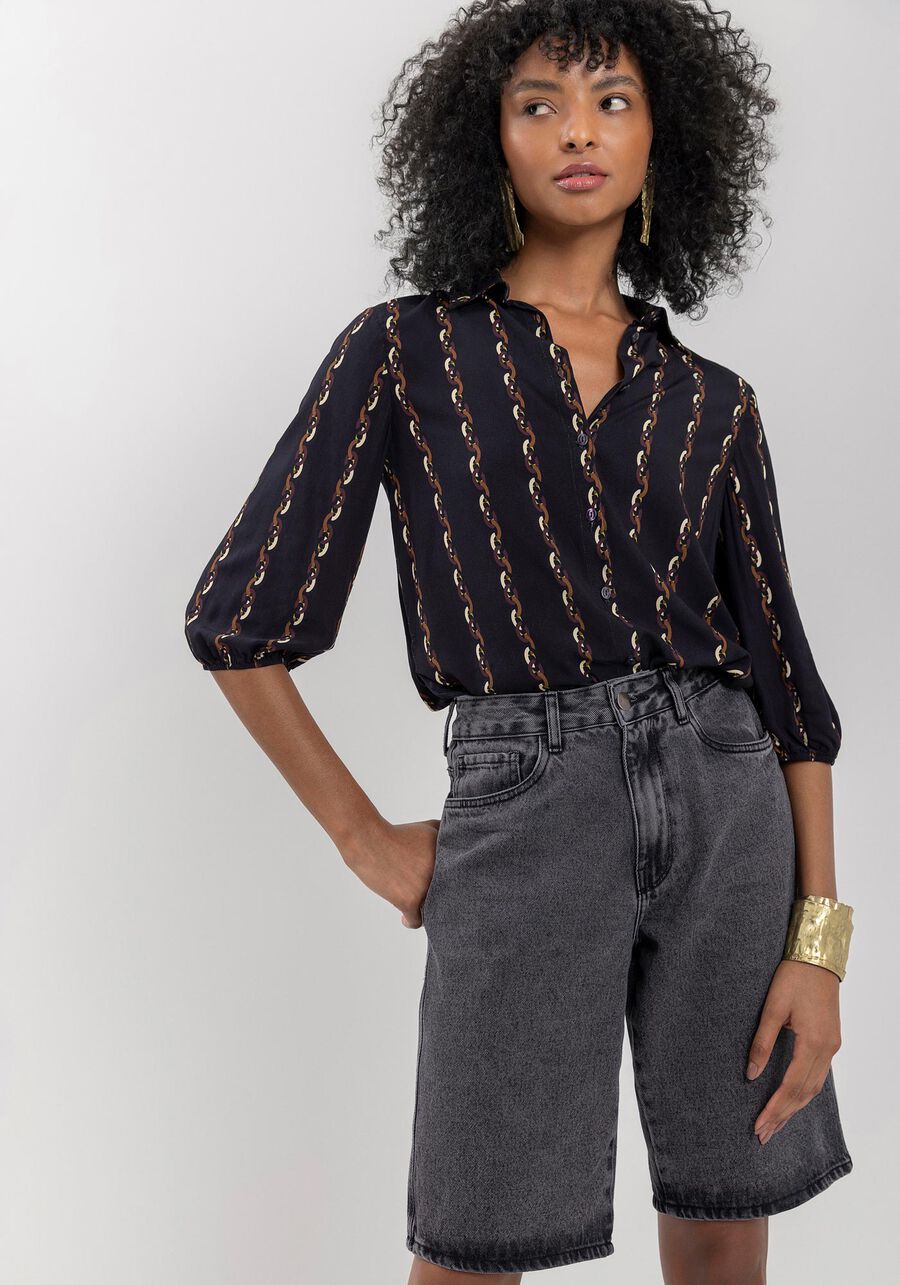 Bermuda Jeans Jorts Estonada Com Bolsos E Cintura Alta, . Bermuda Jeans Jorts Estonada Com Bolsos E Cintura Alta, , large.