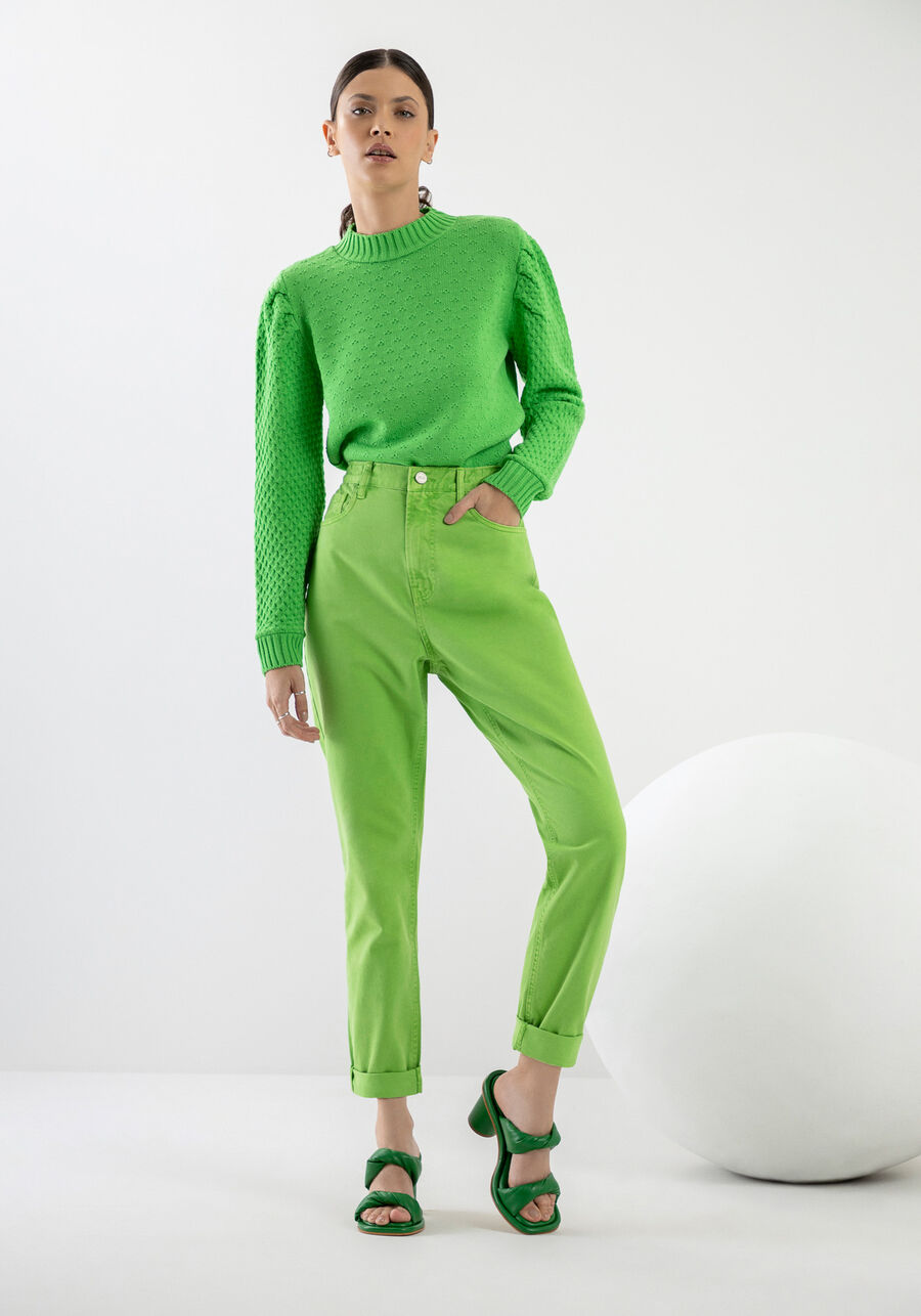 Calça Sarja Mom Color com Cintura Super Alta, . Calça Sarja Mom Color com Cintura Super Alta, , large.