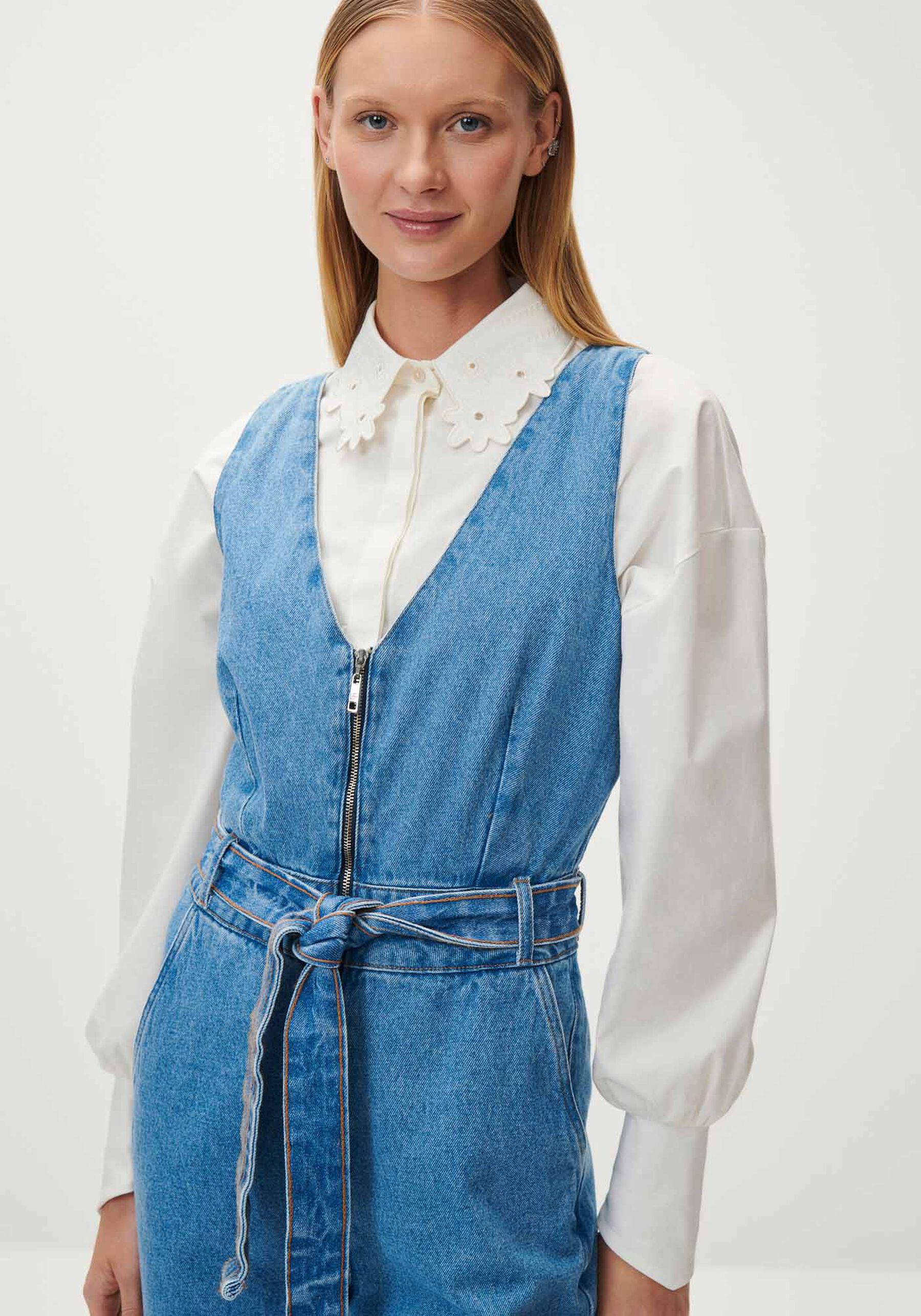 Macacão Jeans Longo com Zíper e Cinto, . Macacão Jeans Longo com Zíper e Cinto, , large.