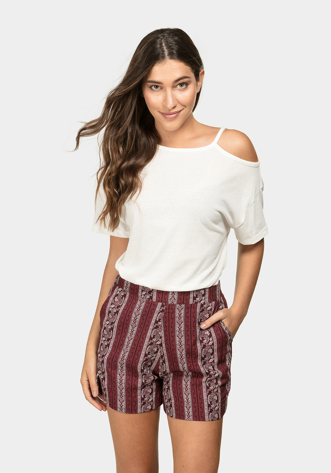 Shorts Estampado em Tecido Boho, , large.