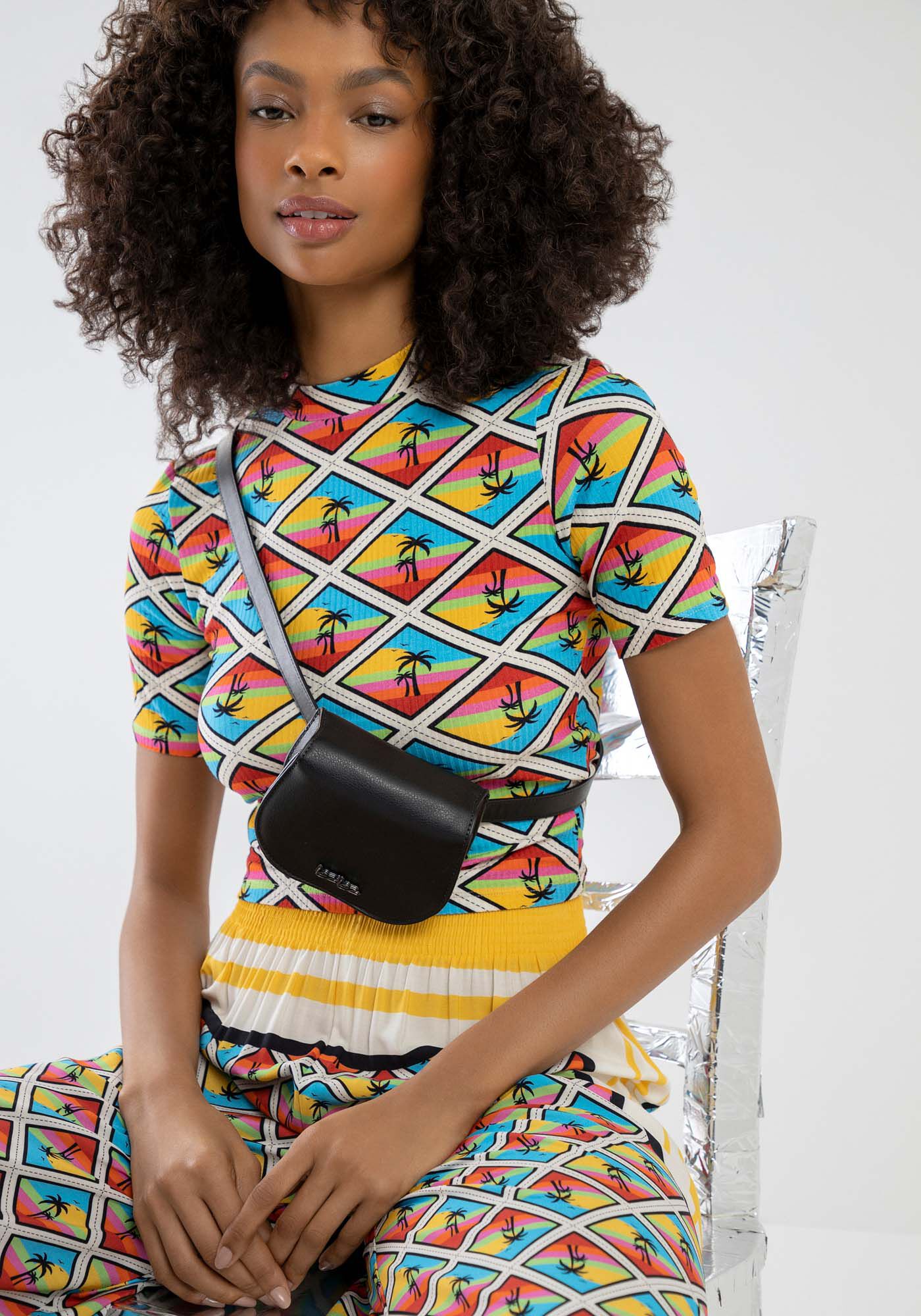 Blusa Cropped Canelada com Gola, , large.