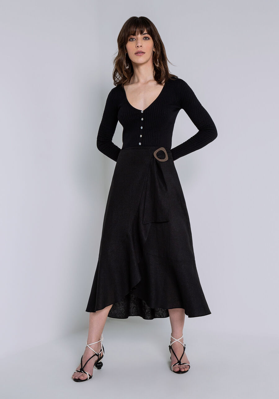 Cardigan em Tricô com Decote V e Botões, . Cardigan em Tricô com Decote V e Botões, , large.