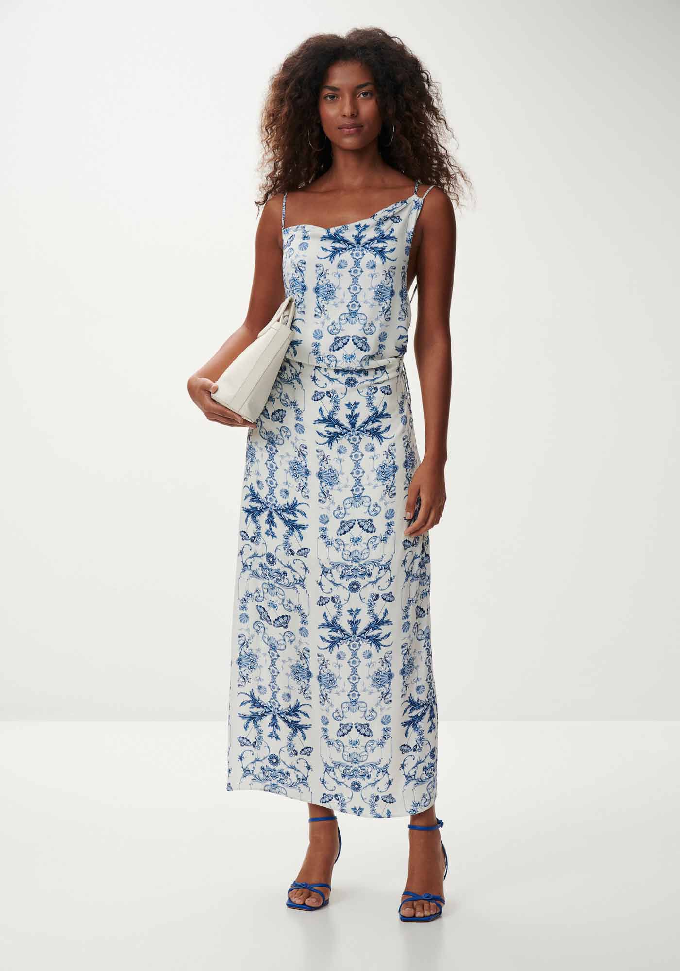 Vestido Midi Estampado Assim&eacute;trico, , large.