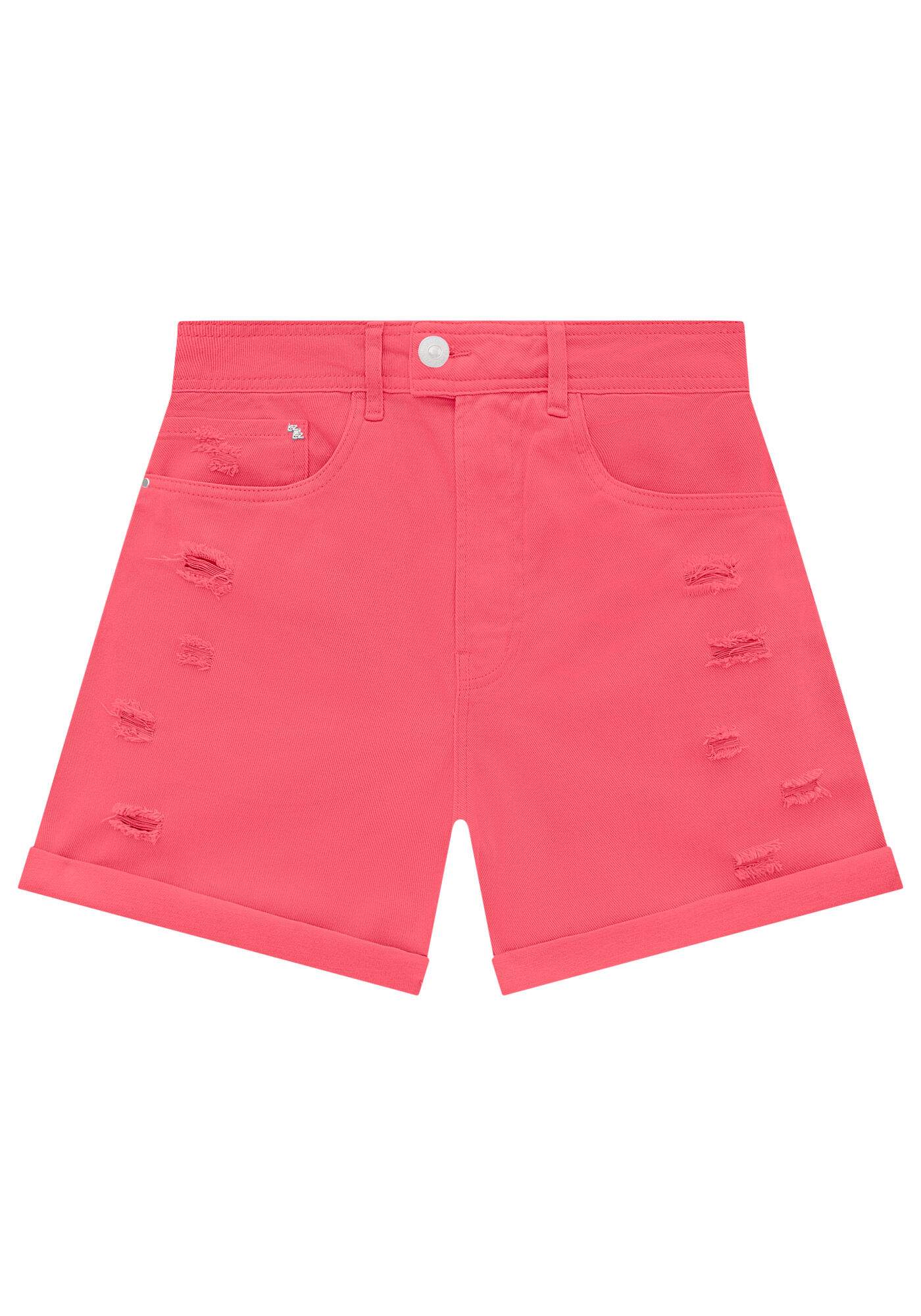 Shorts Sarja Mom com Cintura Super Alta, SALMAO MELANIE, large.