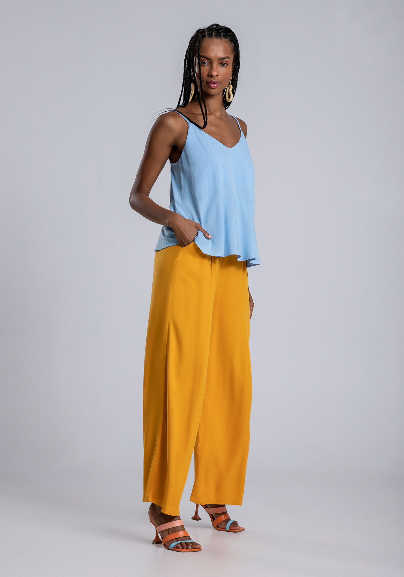 Blusa Al&ccedil;a Fina com Recorte Cores, AZUL ALMA, large.