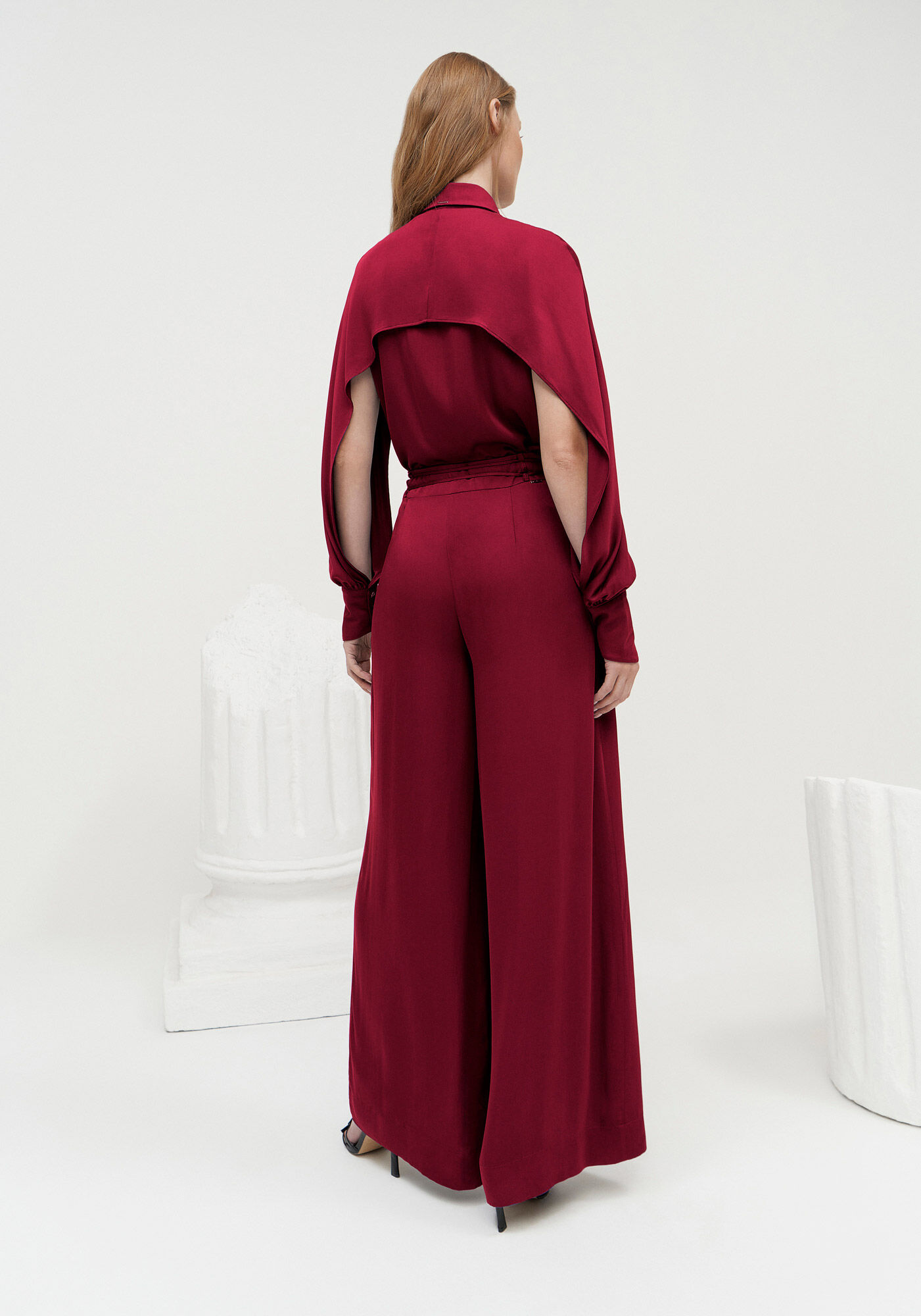 Cal&ccedil;a Pantalona em Tecido Plano com Cinto Cord&atilde;o, , large.