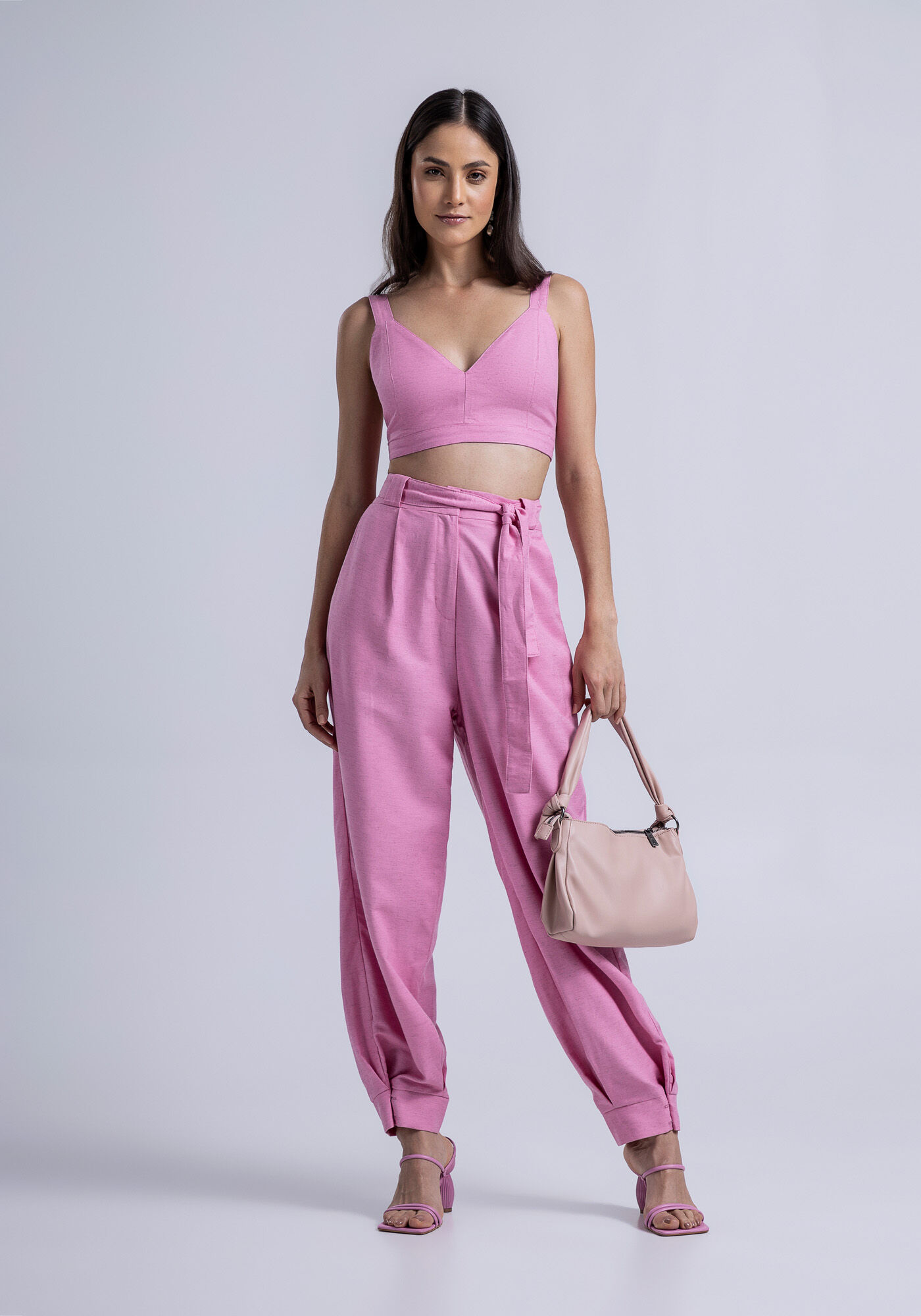 Blusa Cropped em Tecido Bari com Fivela Costas, , large.