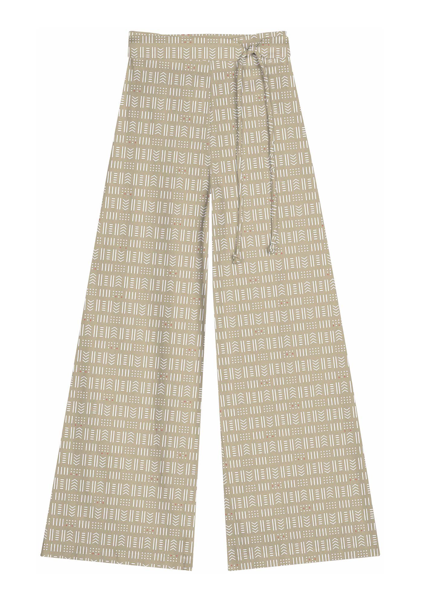 Cal&ccedil;a Pantalona Estampada em Linho com Cinto, KALINGA, large.