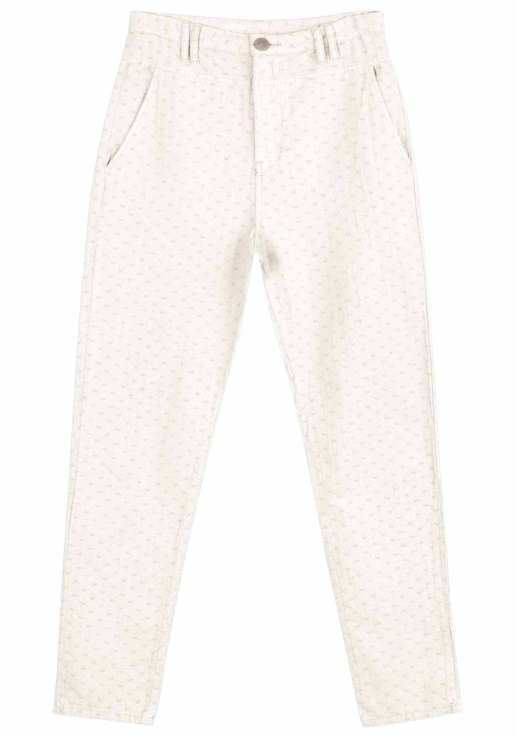 Calça Sarja Mom Cropped com Textura Sustentável, OFF WHITE. Calça Sarja Mom Cropped com Textura Sustentável, OFF WHITE, large.