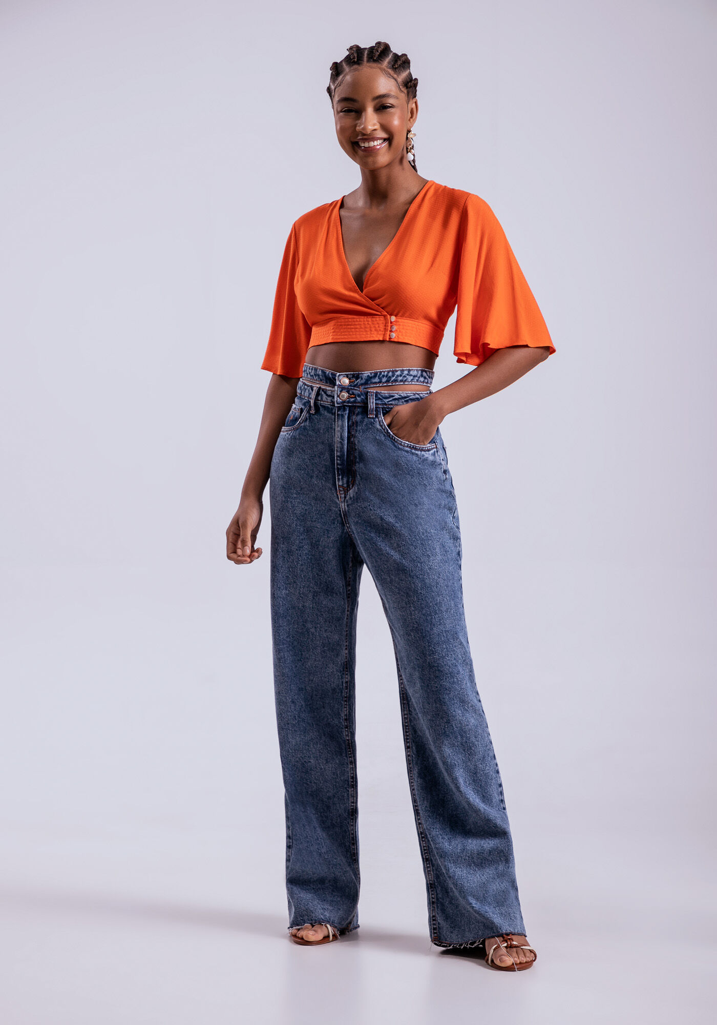 Blusa Cropped com Detalhe Bot&otilde;es, , large.