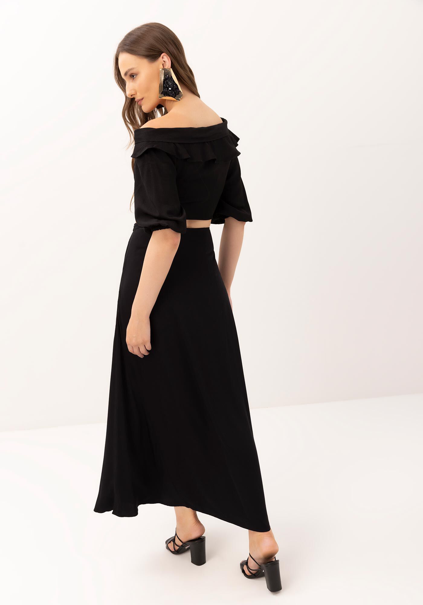 Saia Longa em Tecido Istambul com Cintura Alta, , large.