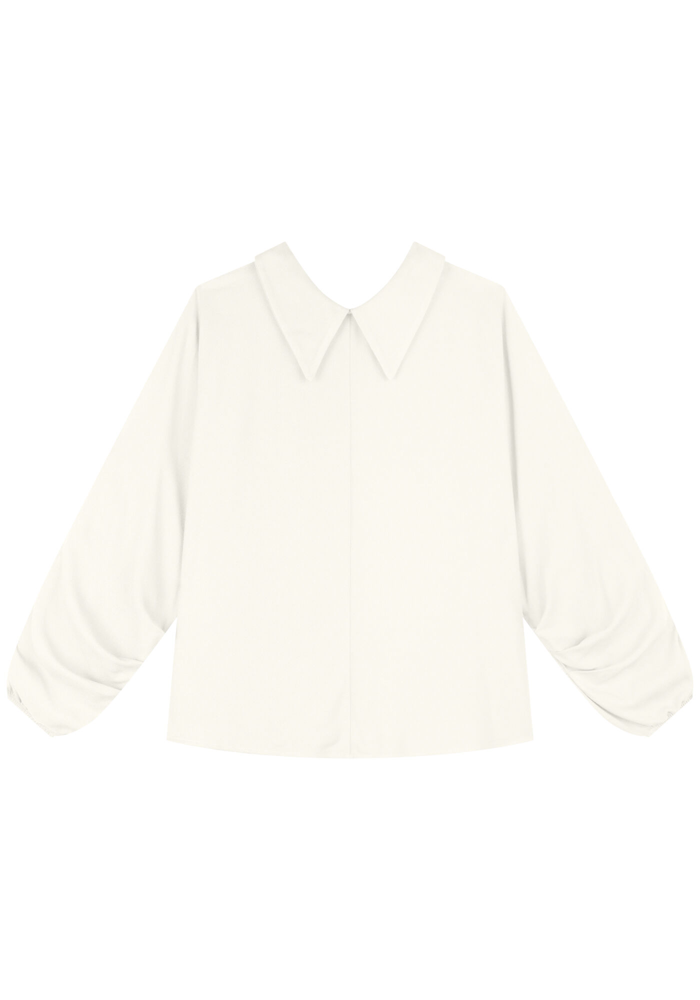 Blusa Em Crepe De Viscose Com Mangas Amplas E Gola Camisa, , large.