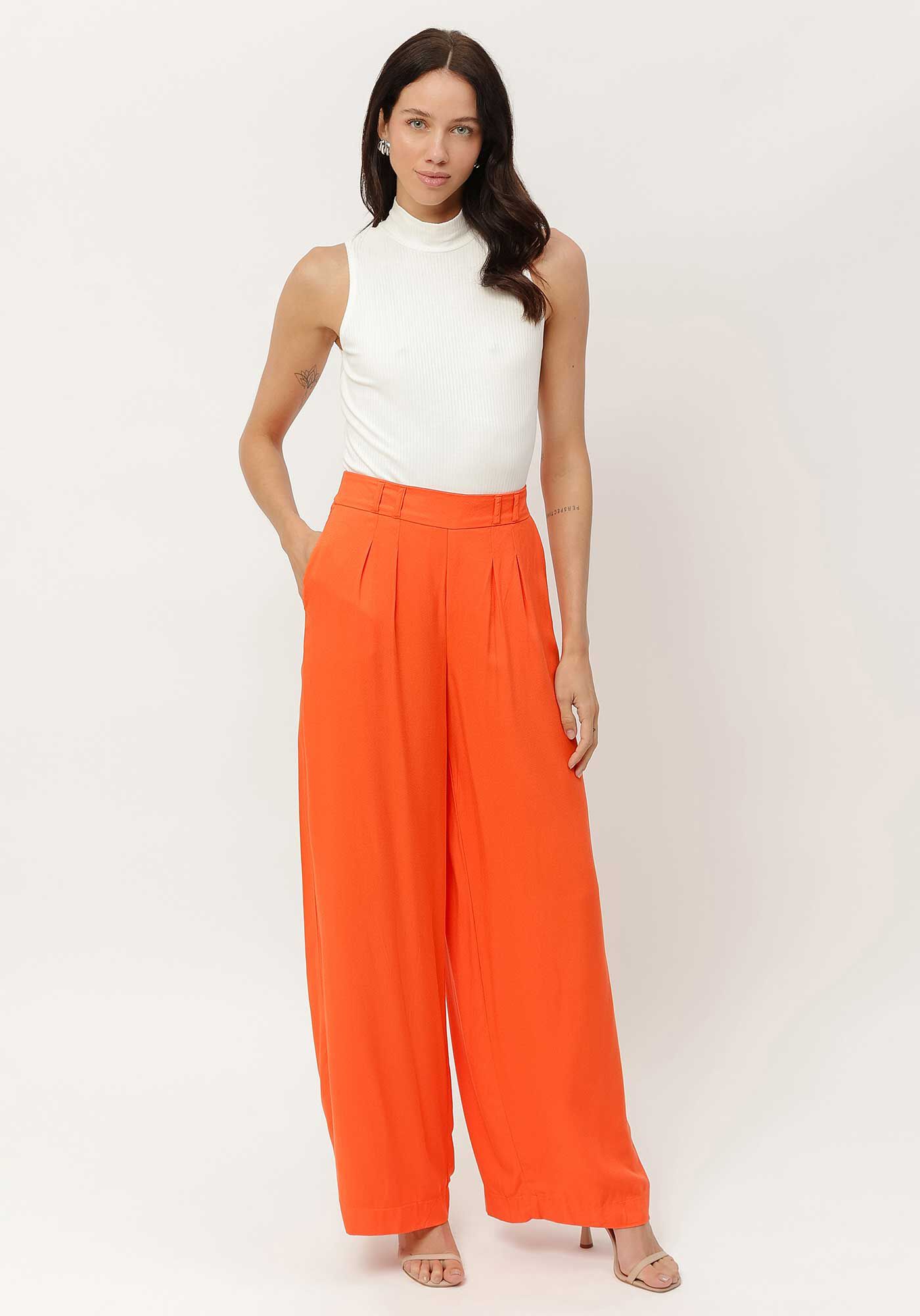 Cal&ccedil;a Pantalona em Viscose Alfaiataria, , large.