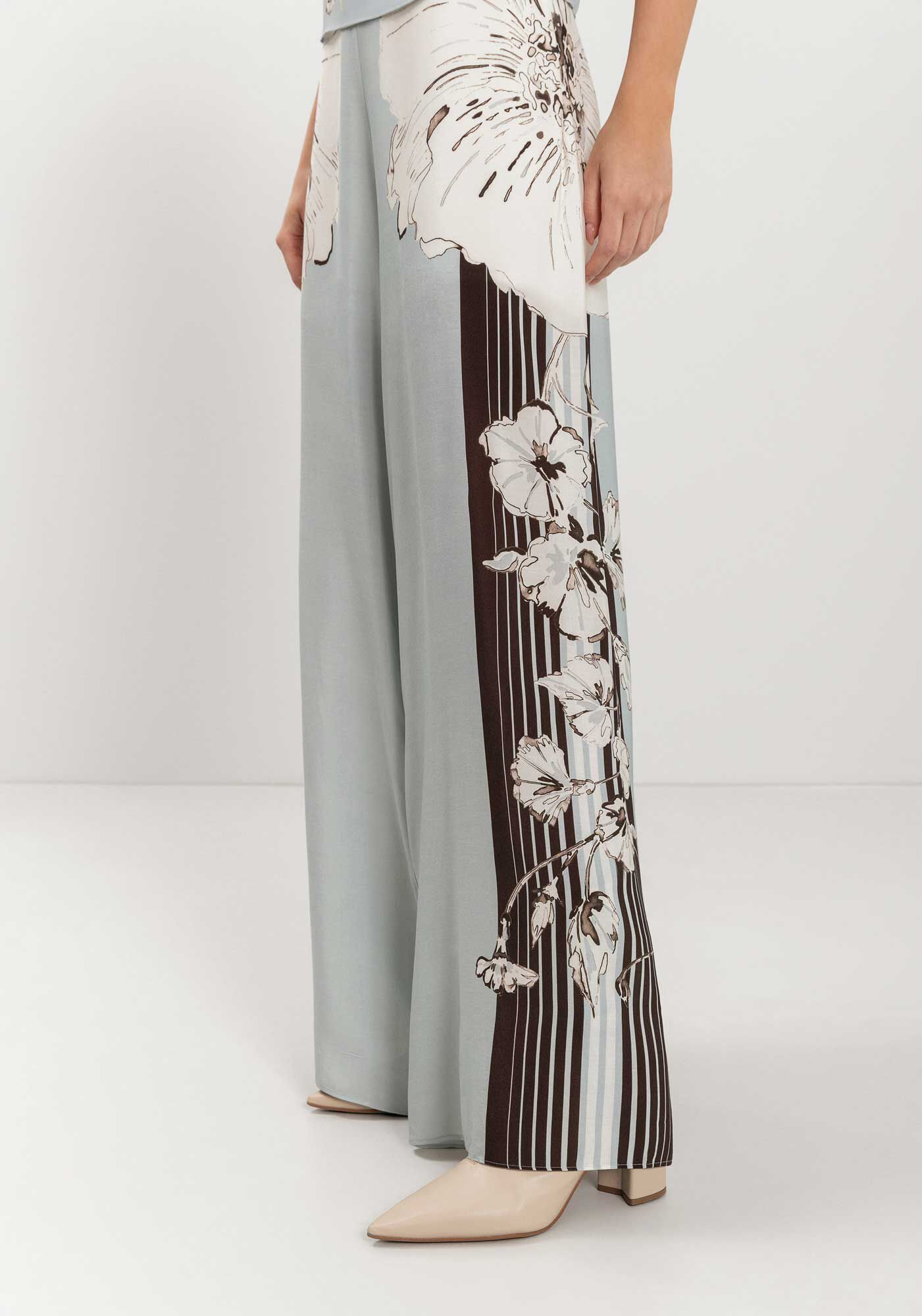 Cal&ccedil;a Pantalona Estampada Com Cintura Alta E Z&iacute;per, , large.