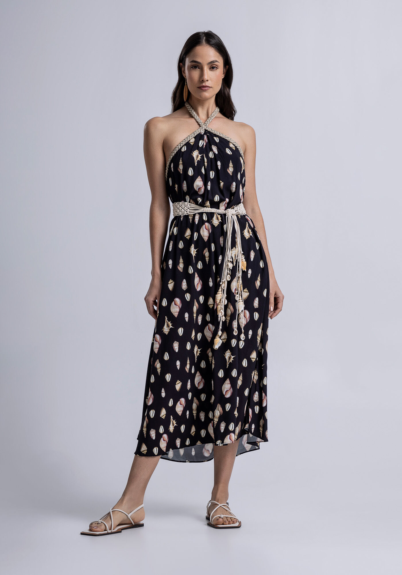 Vestido Midi Frente &Uacute;nica em Viscose Estampado, BUZIOS, large.