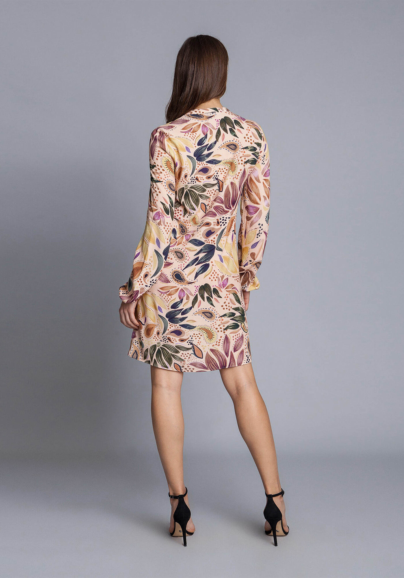 Vestido Manga Longa Estampa, , large.