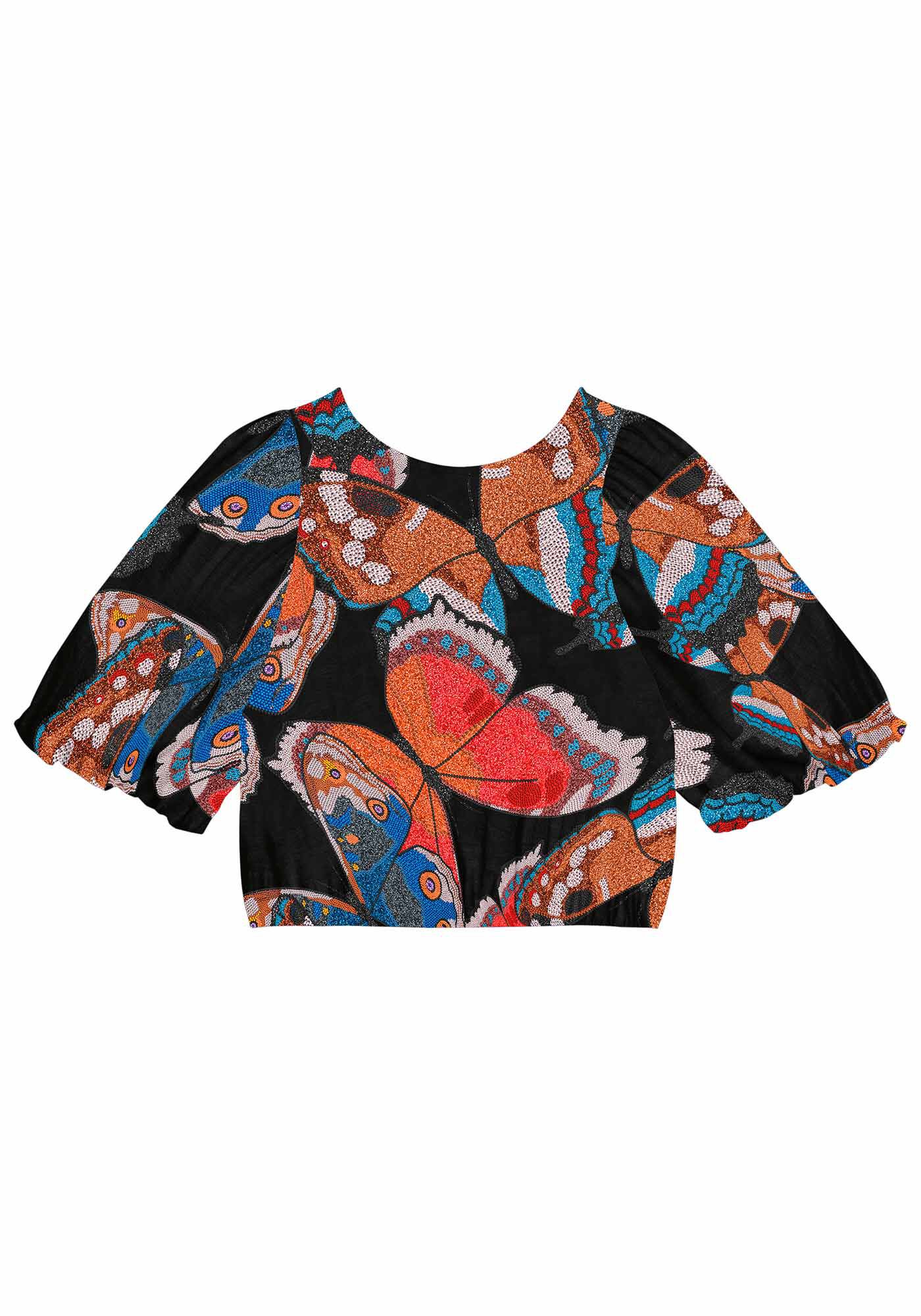 Blusa Balon&ecirc; Cropped em Viscose Estampada, , large.