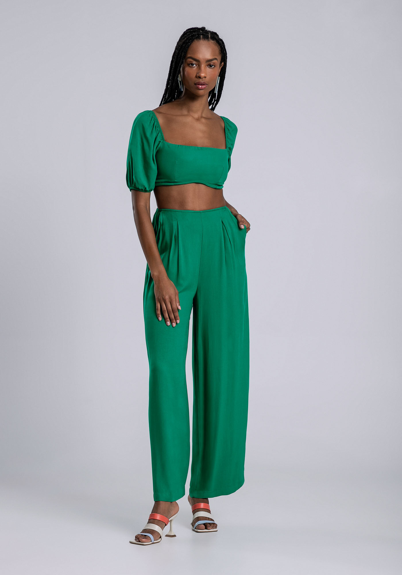 Pantalona discount com pregas