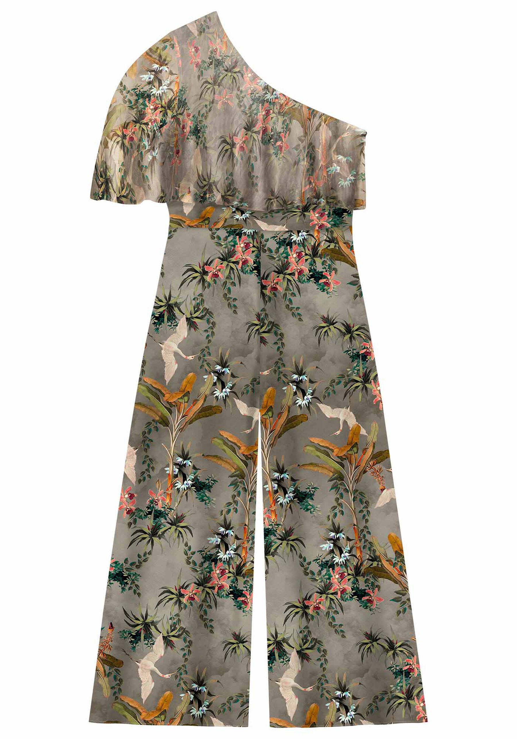 Macacão Midi Ombro Só Estampado com Tule, RETRATO. Macacão Midi Ombro Só Estampado com Tule, RETRATO, large.