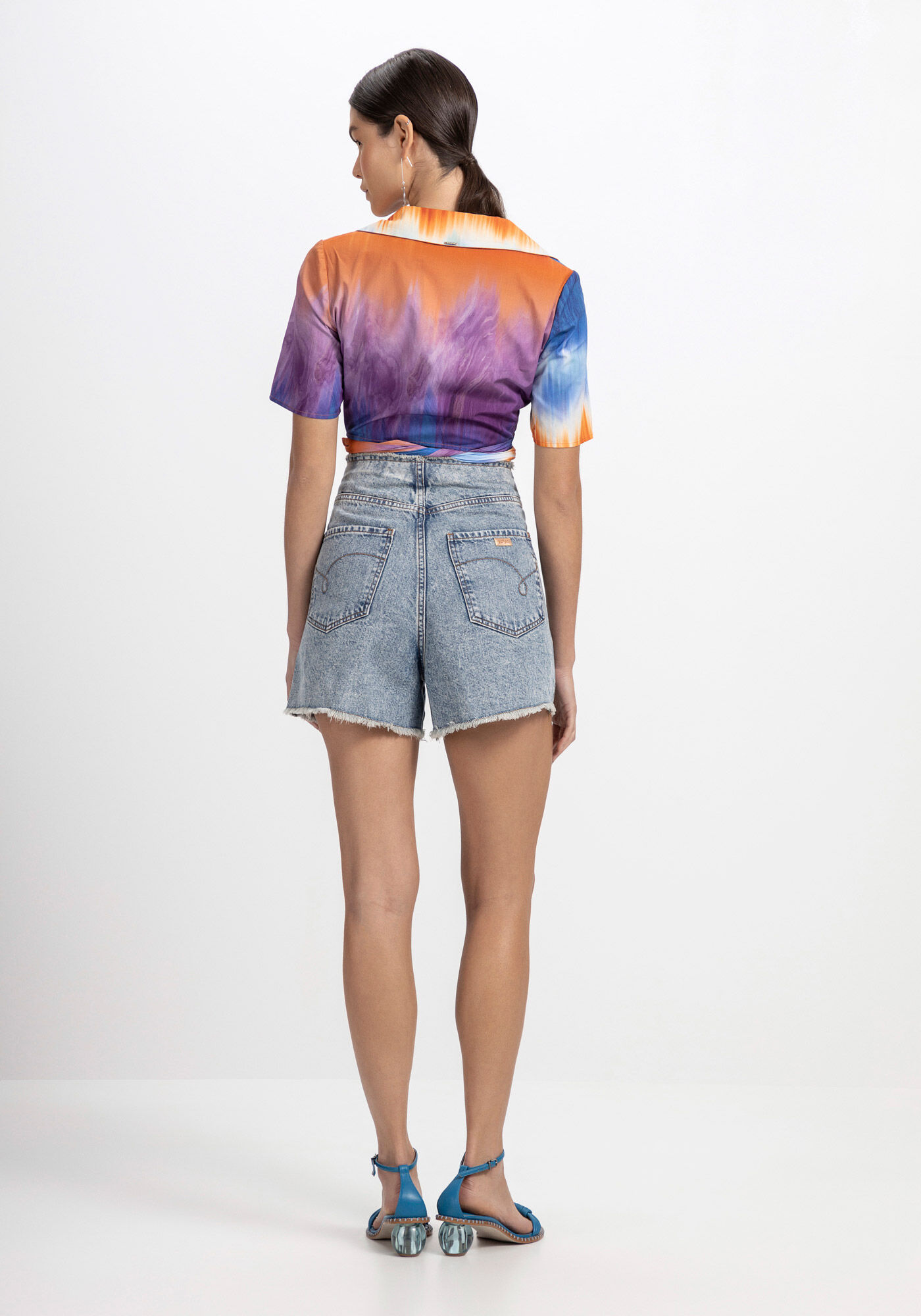 Shorts Jeans Hot Pant com Cintura Super Alta, , large.