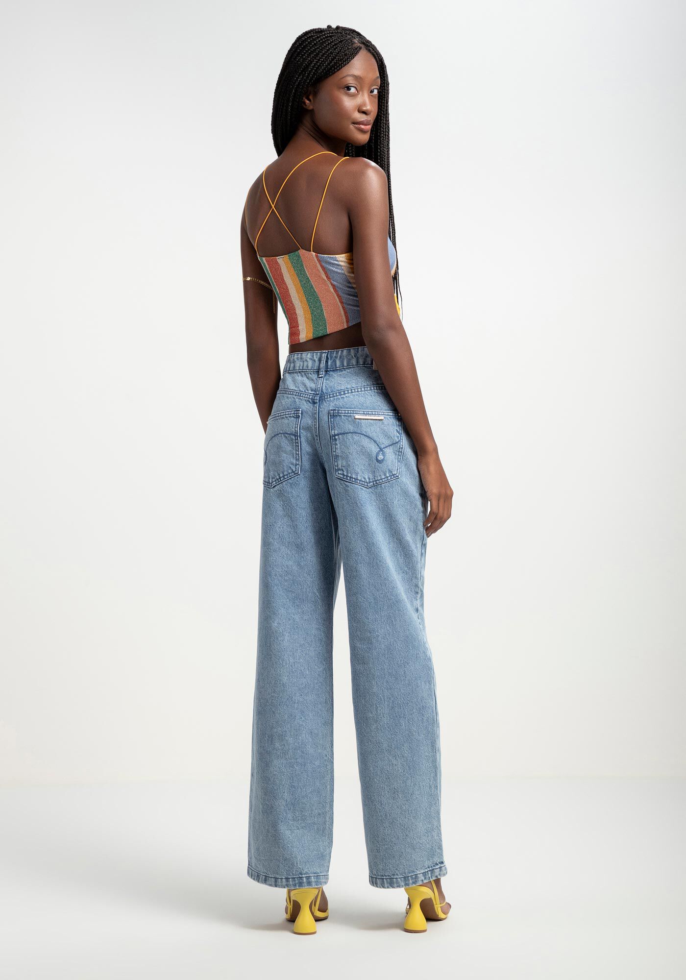 Cal&ccedil;a Jeans Wide Leg com Cintura Baixa, JEANS, large.