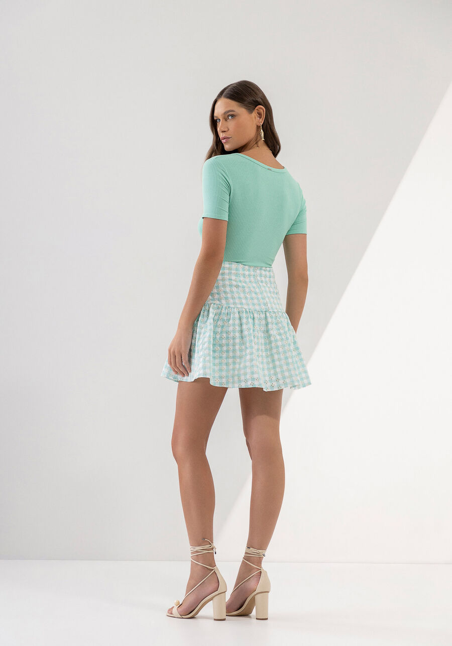 Blusa Manga Curta Canelada com Decote, . Blusa Manga Curta Canelada com Decote, , large.