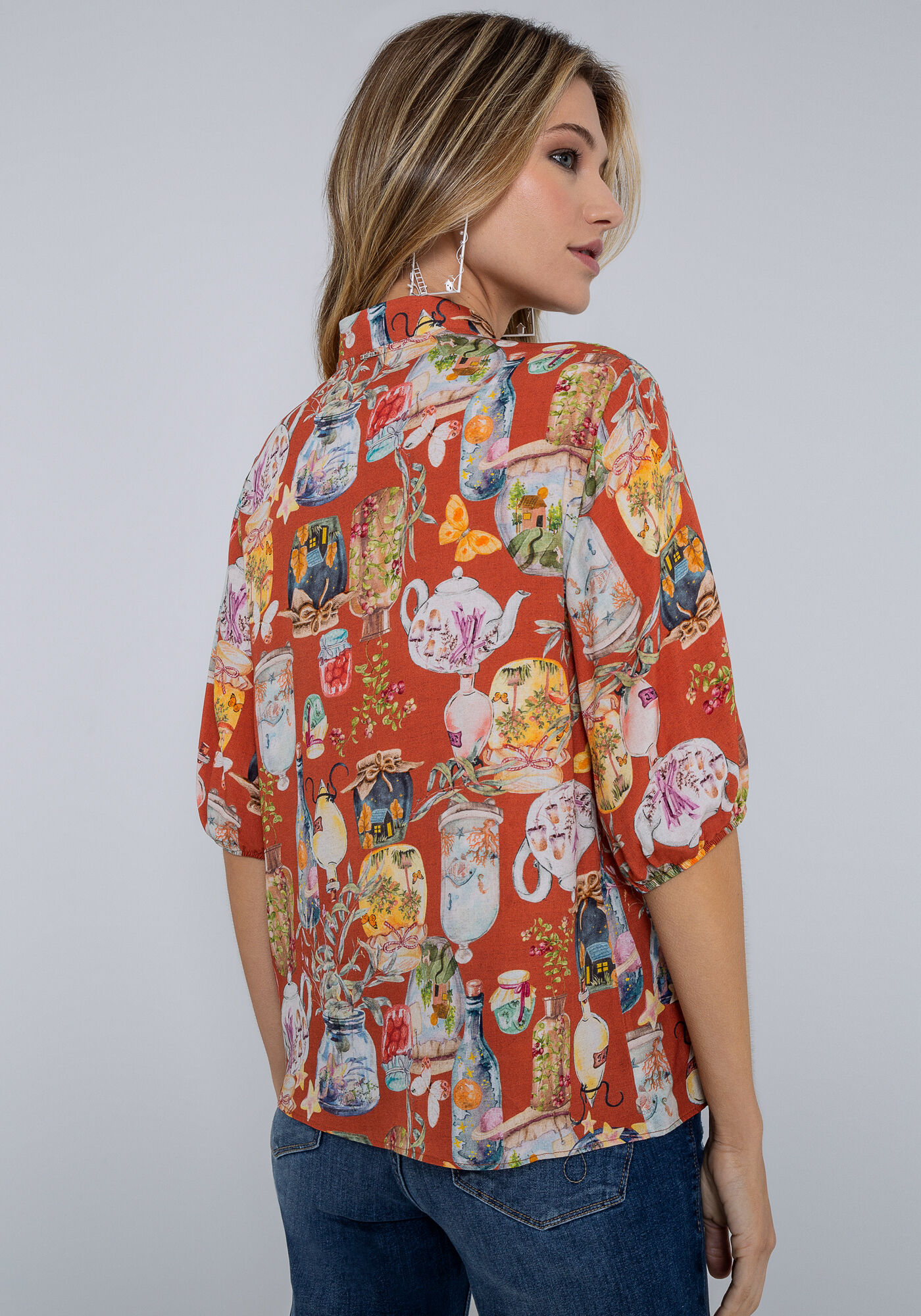 Blusa Ampla em Viscose com La&ccedil;o, TERRARIO DE SONHOS, large.