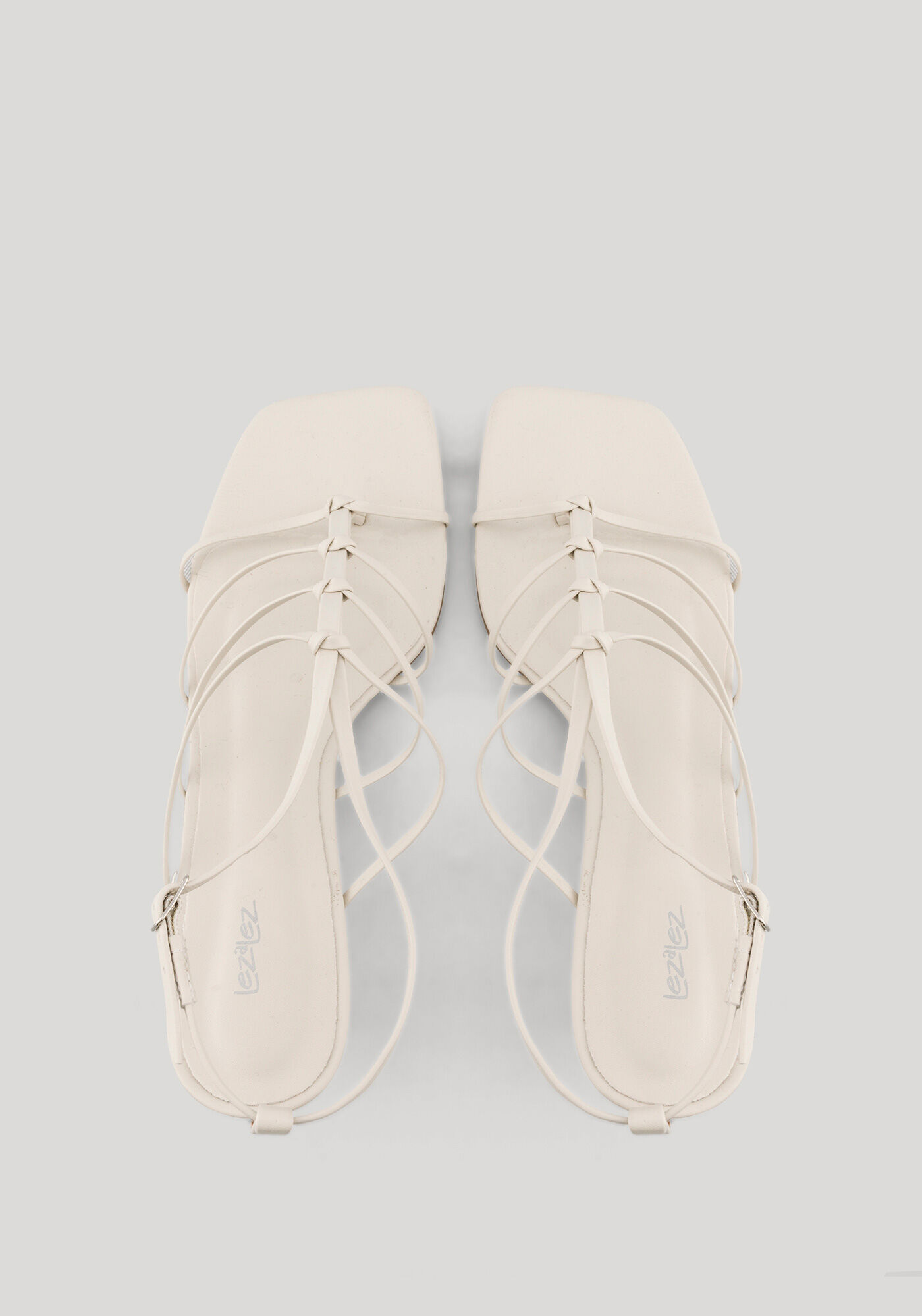 Sand&aacute;lia De Salto M&eacute;dio Com Tiras Finas E Frente Quadrada, BRANCO OFF WHITE, large.