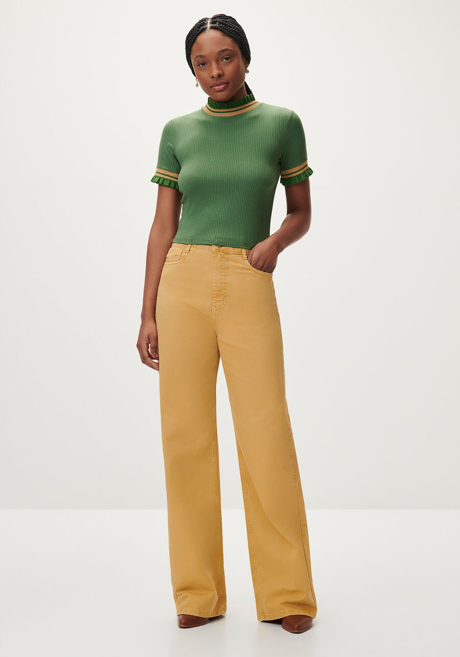 Blusa Canelada com Gola Alta Retilínea, . Blusa Canelada com Gola Alta Retilínea, , large.