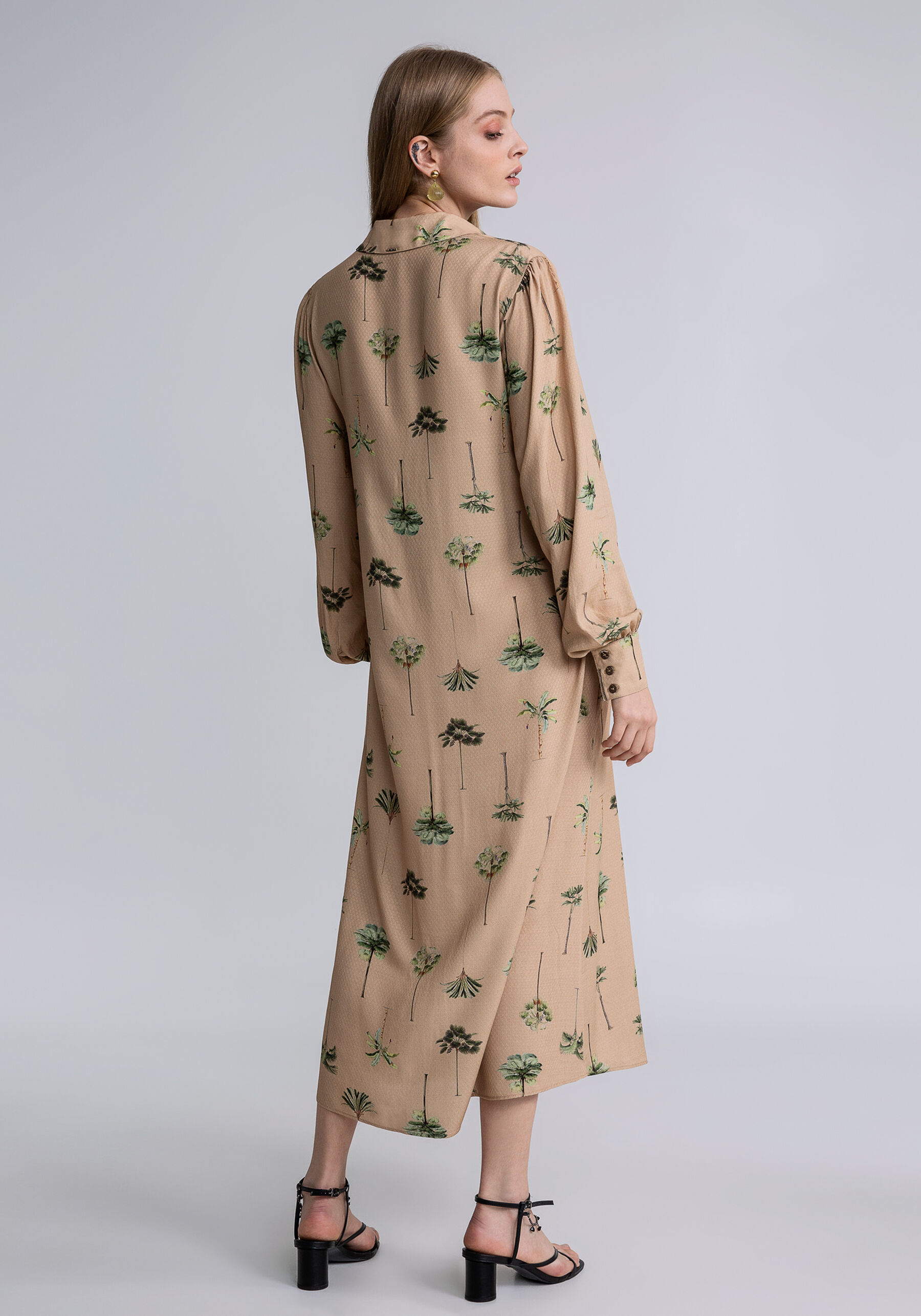 Vestido Chemise Midi Cinto Estampado, ARVOREDO. Vestido Chemise Midi Cinto Estampado, ARVOREDO, large.
