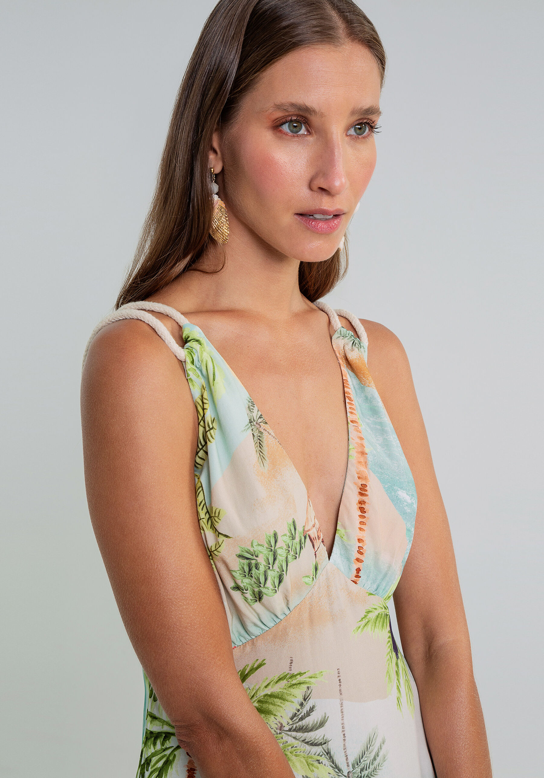 Vestido com Alças Mídi Estampa, . Vestido com Alças Mídi Estampa, , large.