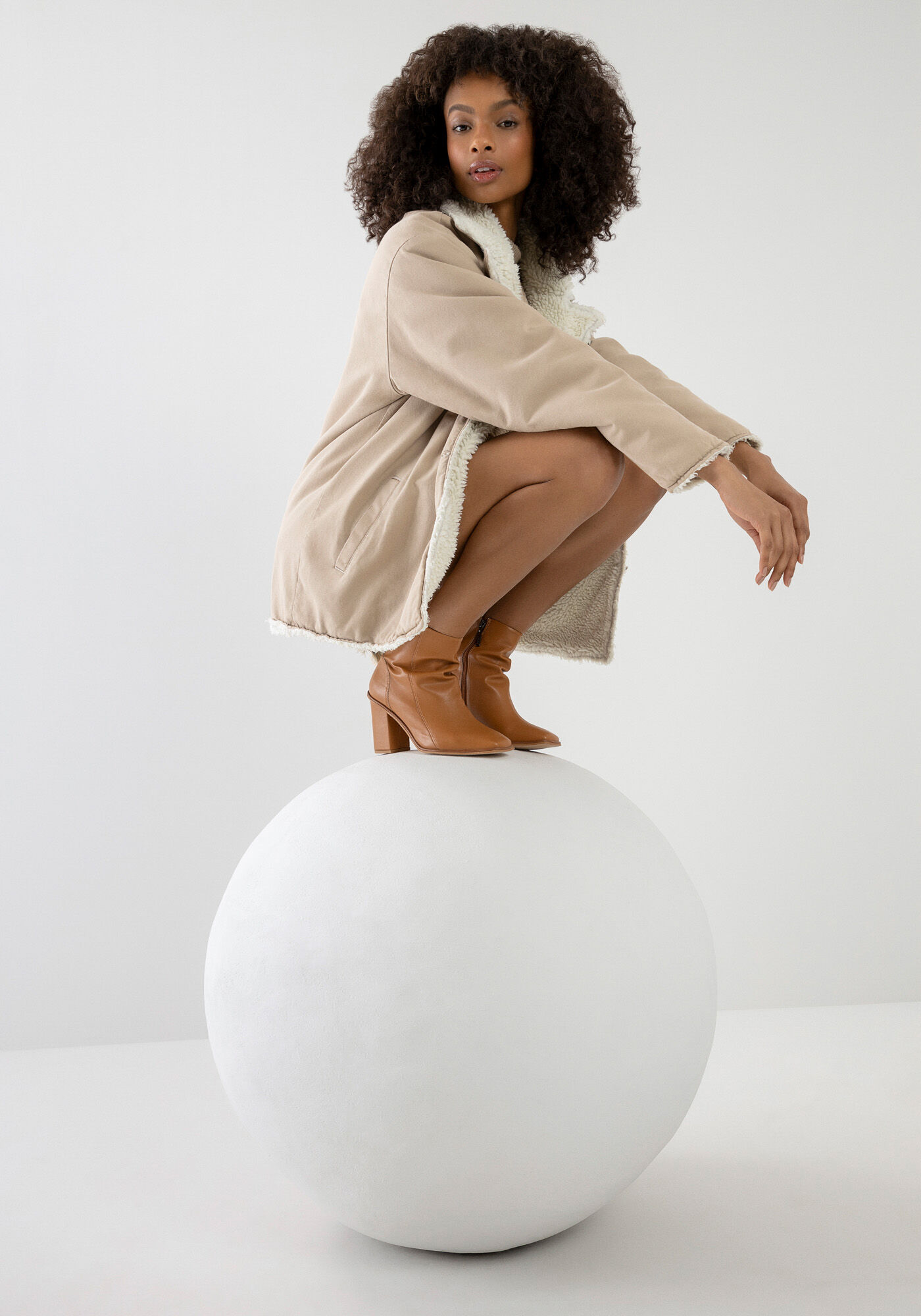 Jaqueta Sarja Oversized Forrada com Pelos, , large.