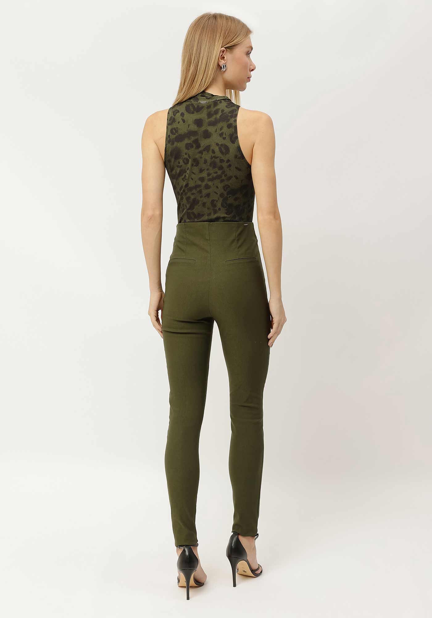 Cal&ccedil;a Legging Cintura Alta com Nervuras, VERDE TURFA, large.