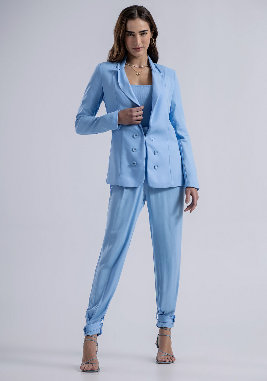 Blazer Boyfriend em Tecido Velurd com Botões, . Blazer Boyfriend em Tecido Velurd com Botões, , large.