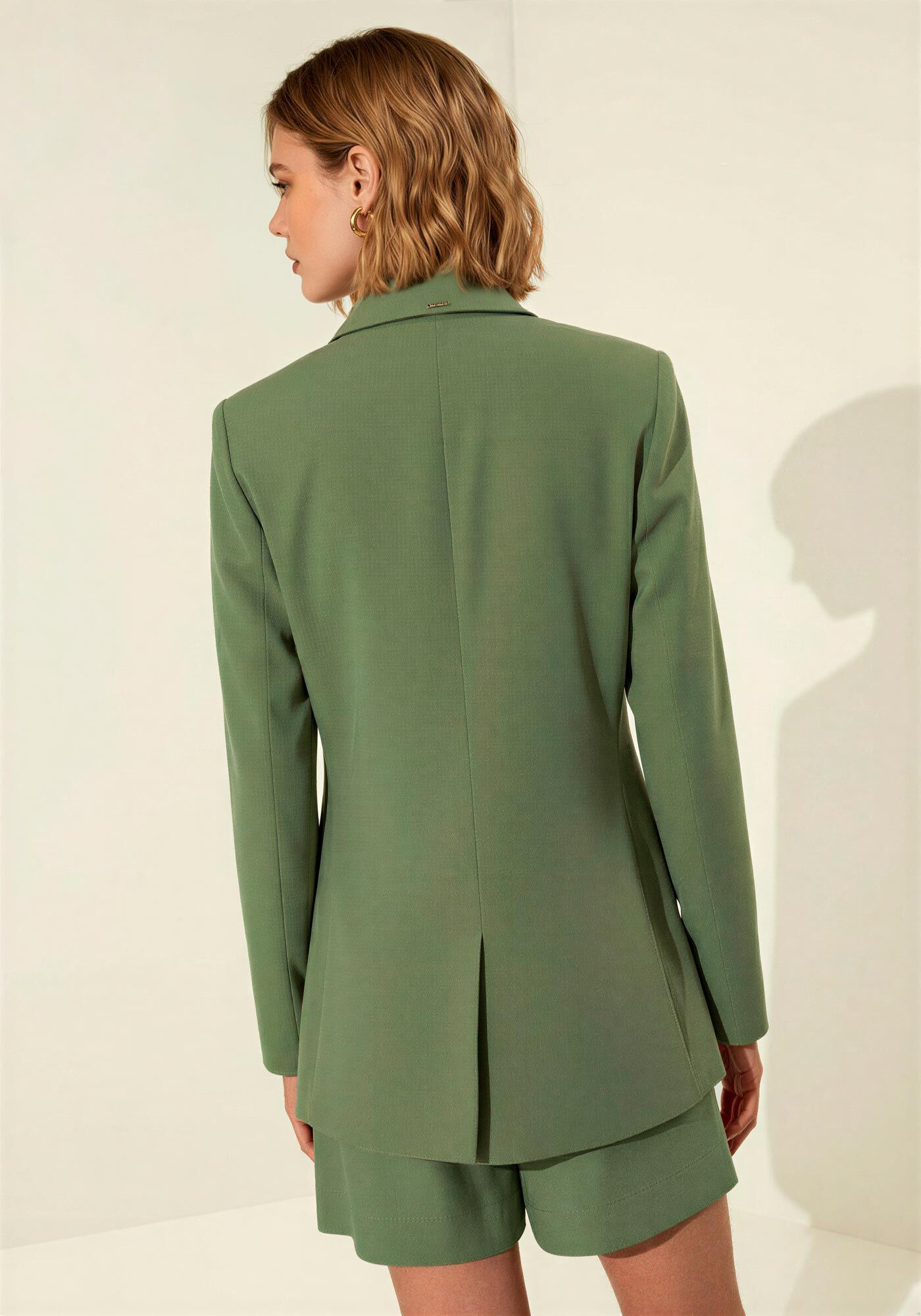 Blazer De Mangas Longas Com Lapelas E Bot&otilde;es Forrados, VERDE AGENA, large.