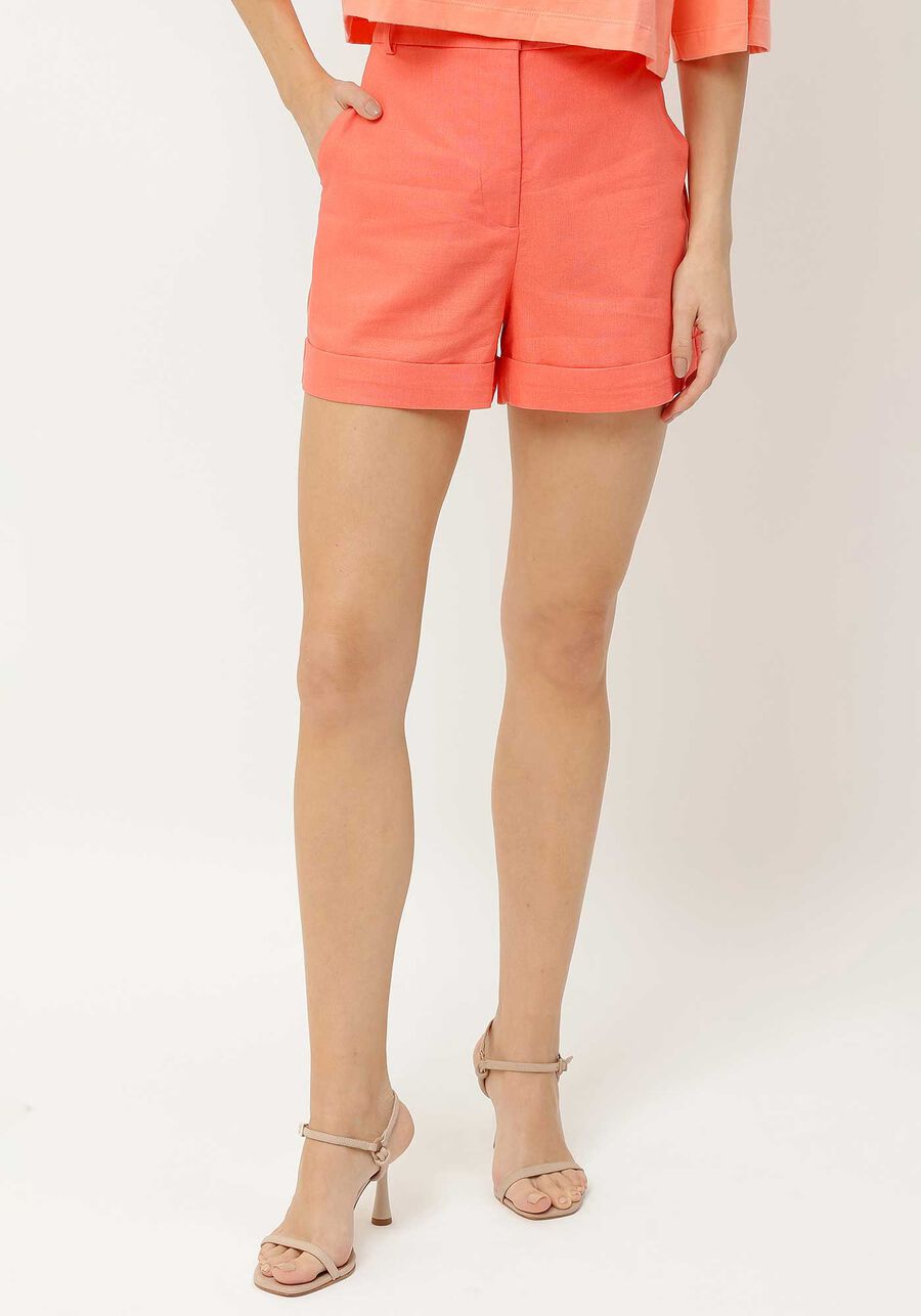 Shorts Alfaiataria em Linho com Cintura Média, . Shorts Alfaiataria em Linho com Cintura Média, , large.