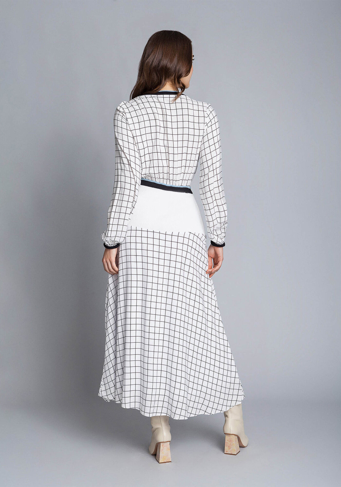 Vestido M&iacute;di Manga Longa Recorte, , large.