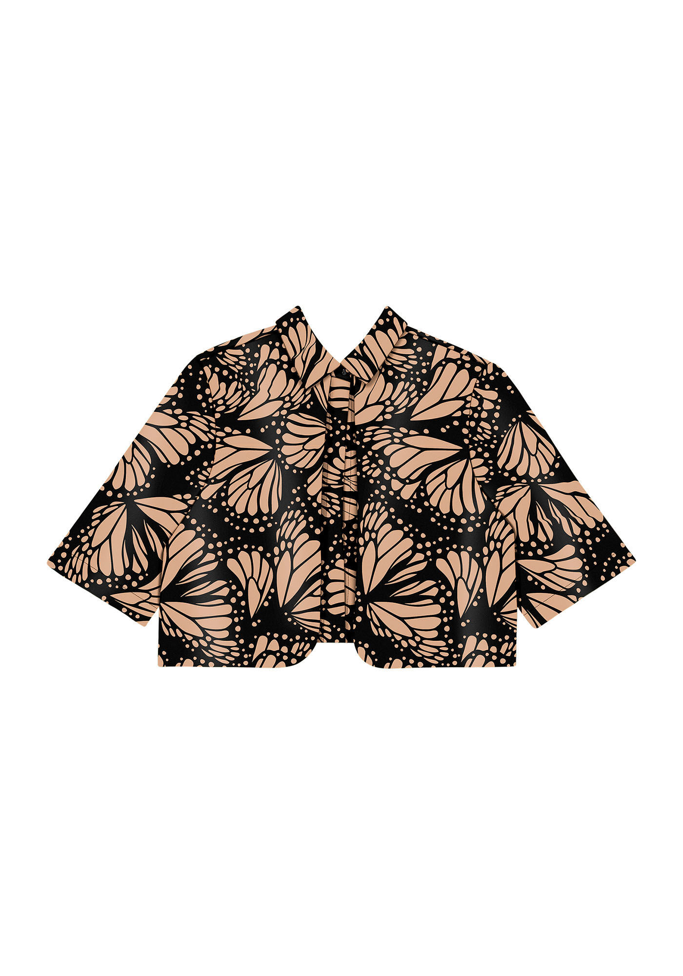 Camisa Manga Curta Cropped com Recorte Sobreposto, ASAS, large.