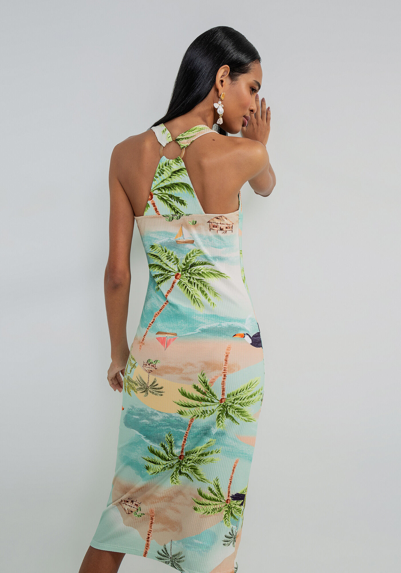 Vestido M&iacute;di Justo Recorte Costas, , large.