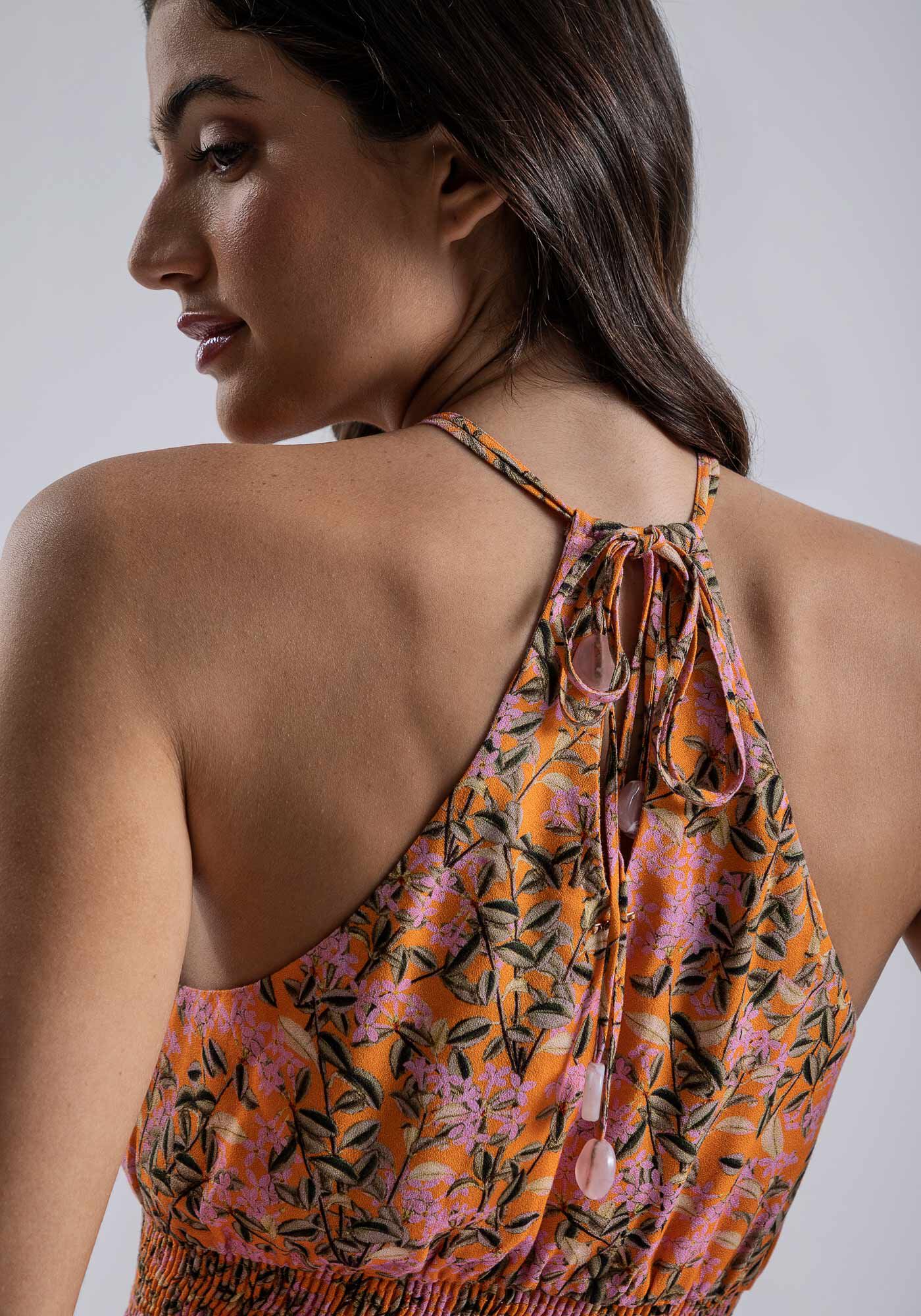 Blusa Cropped Crepe com Recorte Busto e Lastex, , large.