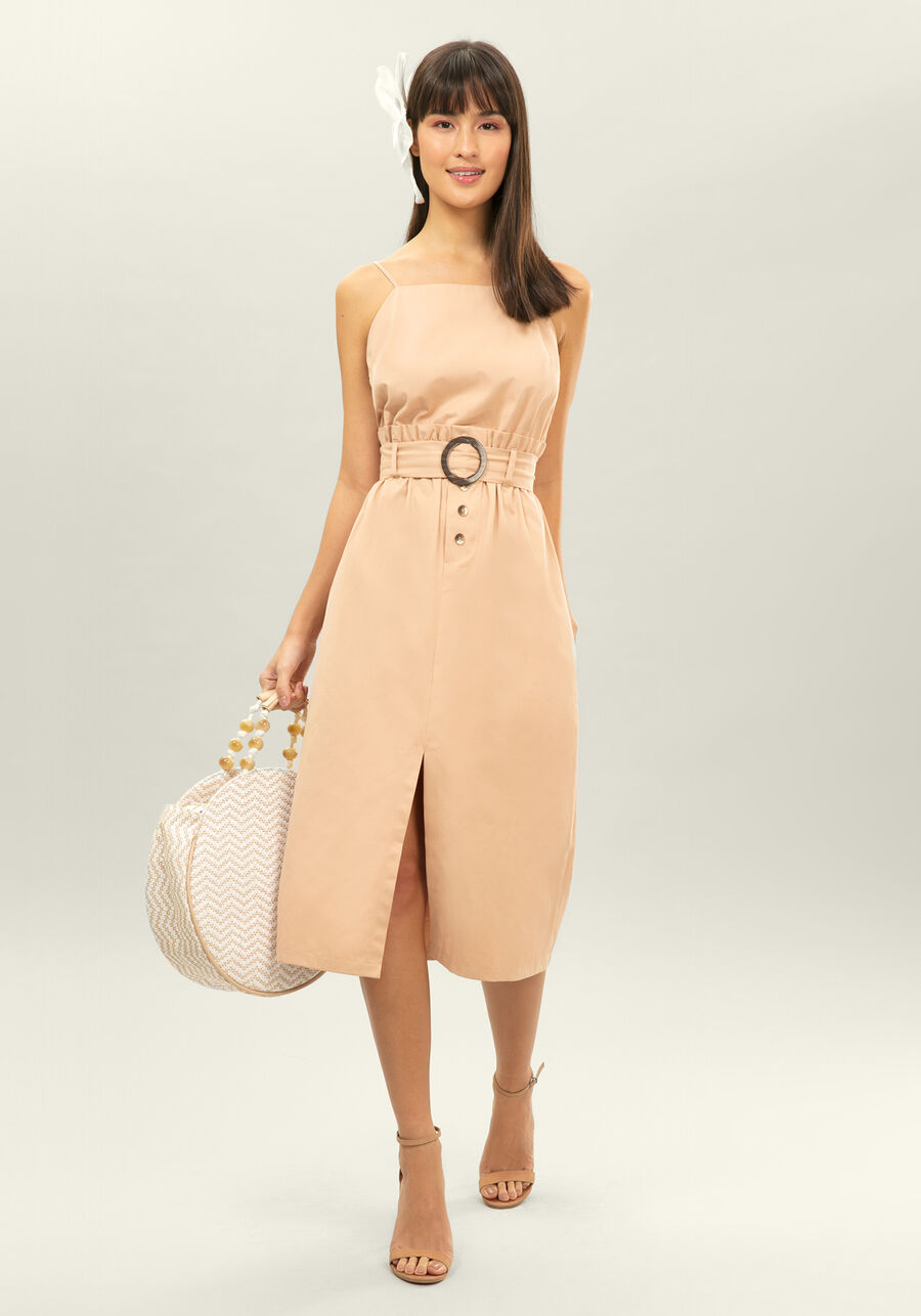 Vestido com Alças Mídi Cinto, . Vestido com Alças Mídi Cinto, , large.