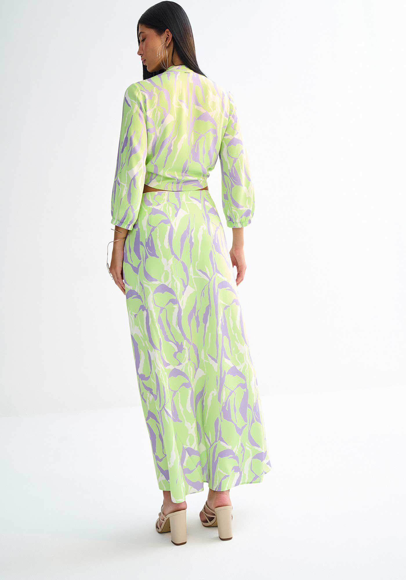 Saia Longa em Tecido Istambul com Cintura Alta, , large.