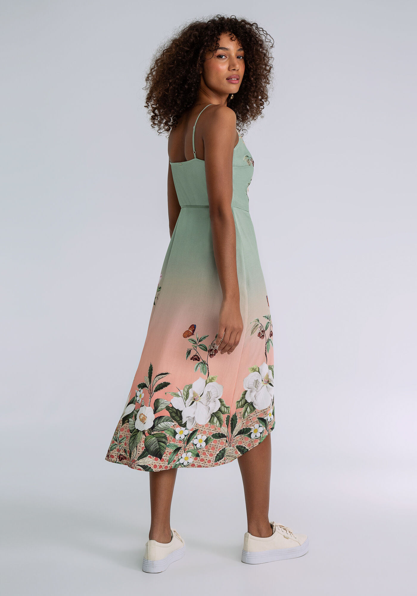 Vestido M&iacute;di Transpassado Estampa, FLORAL, large.